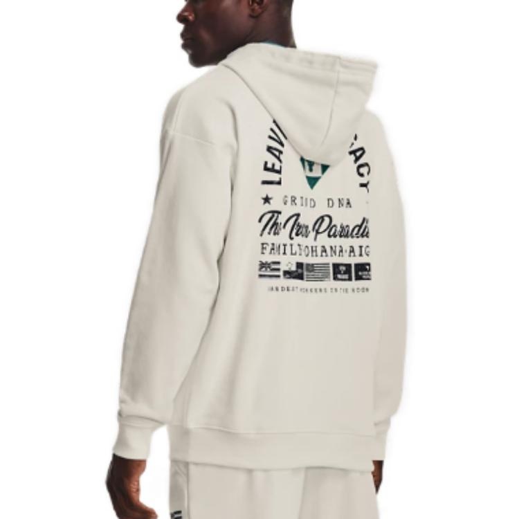 Under Armour Project Rock Heavyweight Terry Full-Zip Hoodie 'Ivory White' 1377436-130 - 4