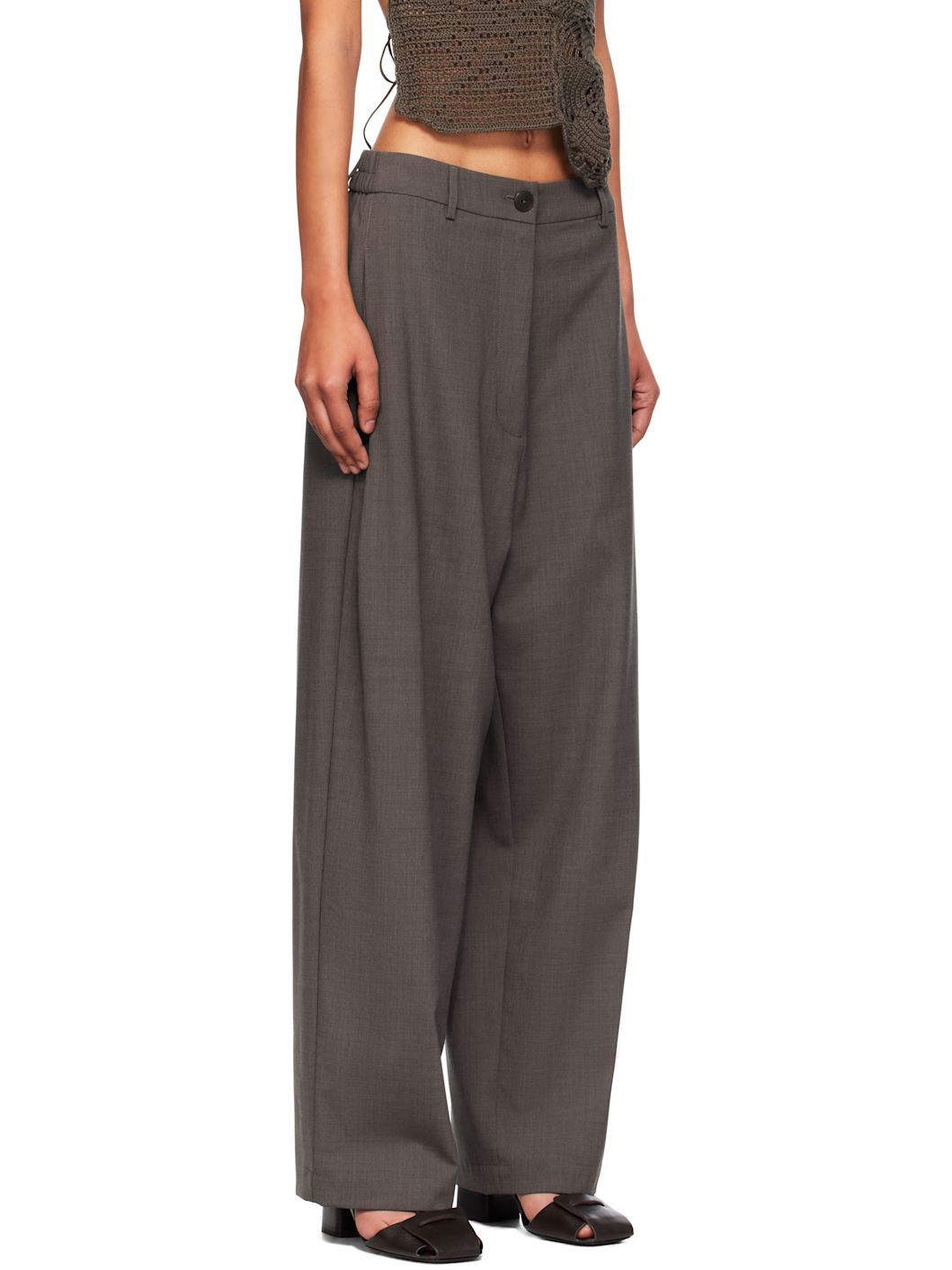 Brown Wide-Leg Trousers - 2