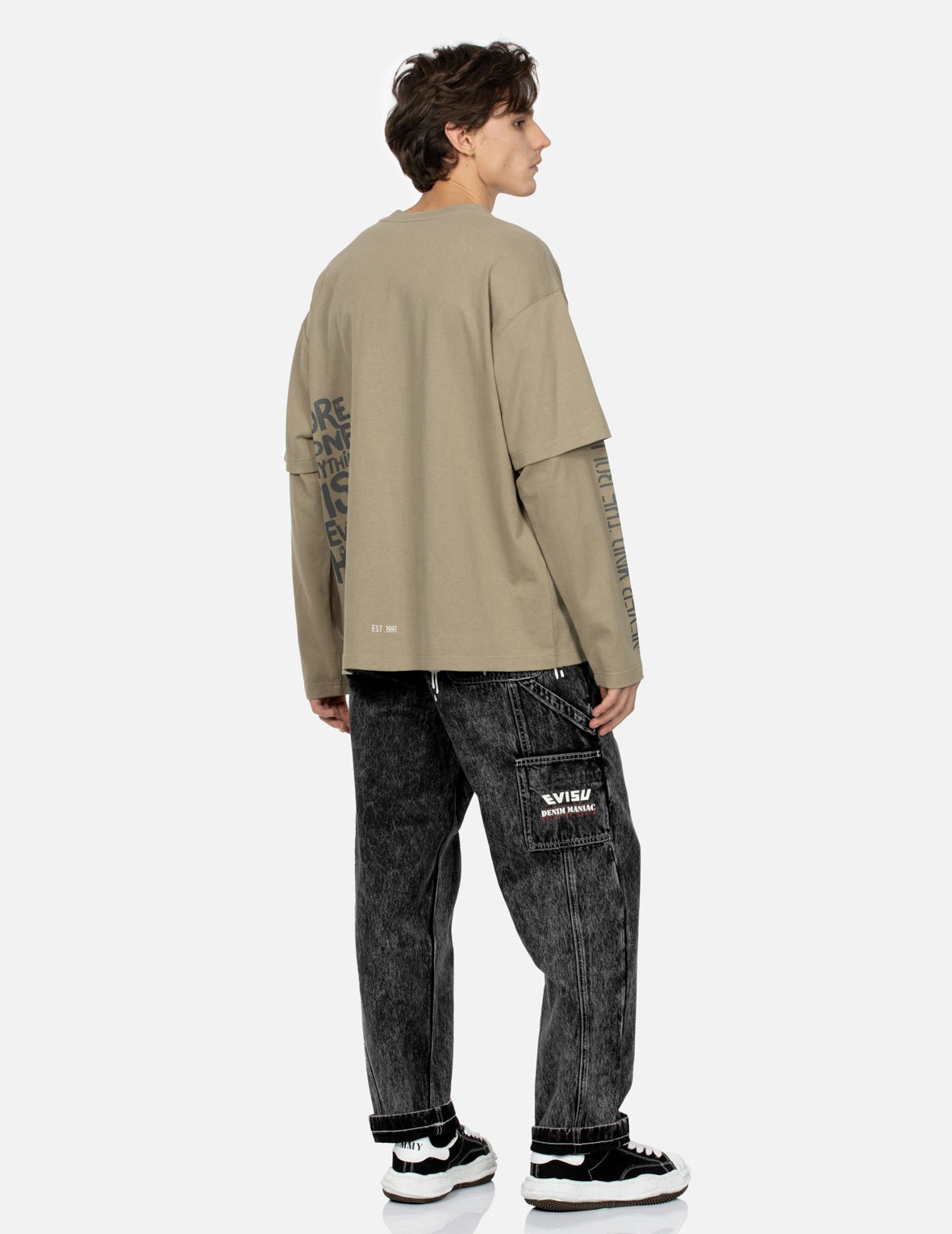 Seagull Print Loose Fit Straight-leg Denim Jeans - 3
