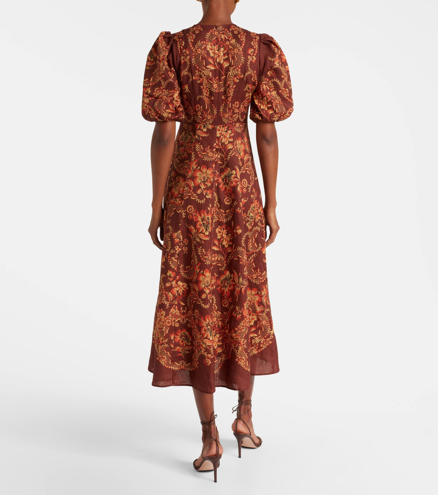 Seraphina printed linen midi dress - 3