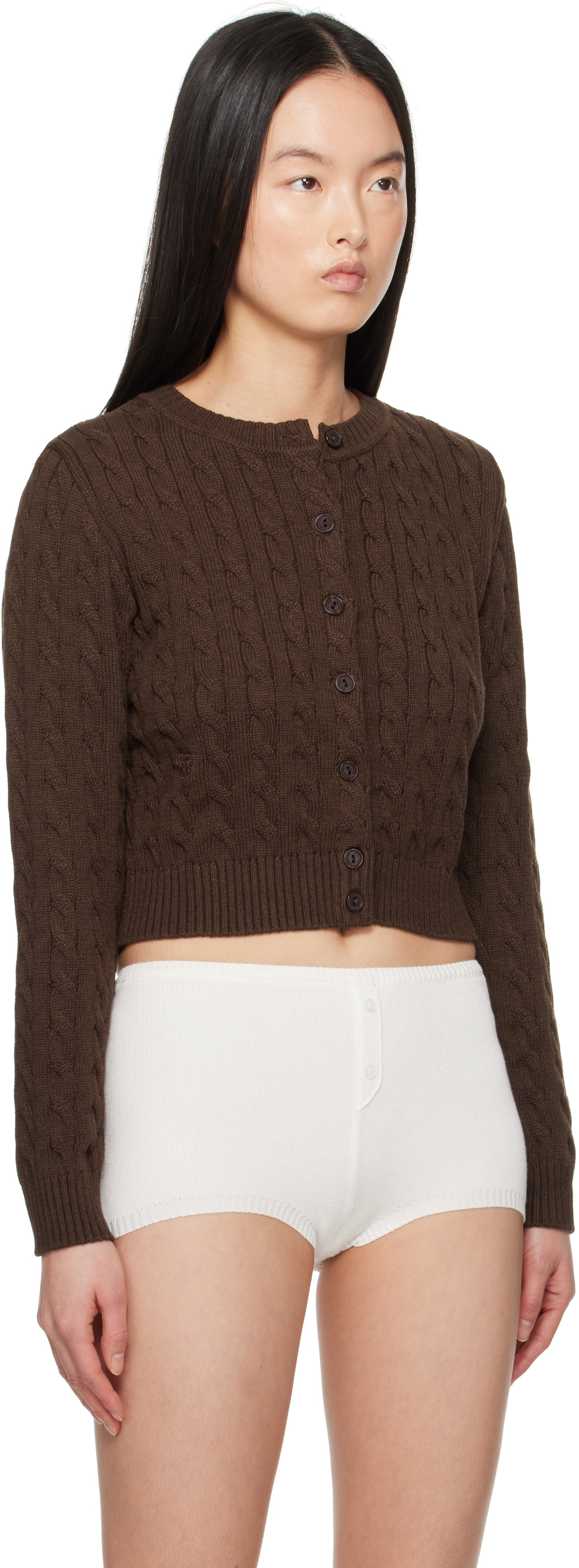 Brown Dudley Cable Knit Cardigan - 3