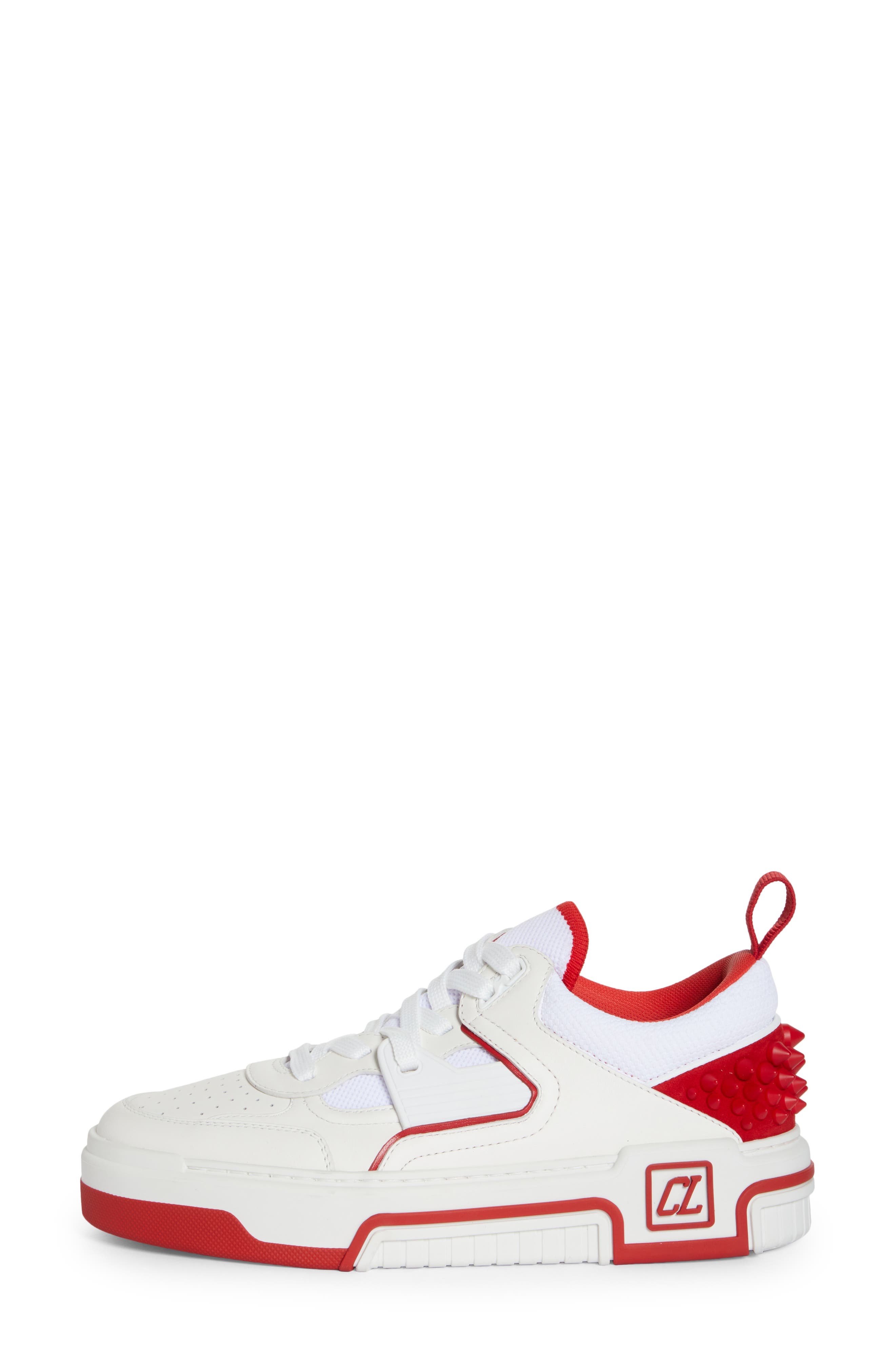 Christian Louboutin Astroloubi Mixed Media Low Top Sneaker in J679 White/Loubi at Nordstrom - 3
