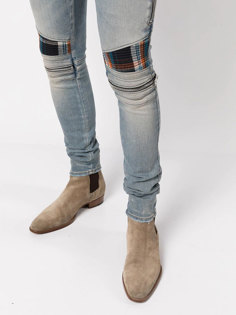 mid-rise contrasting-panel skinny jeans 5