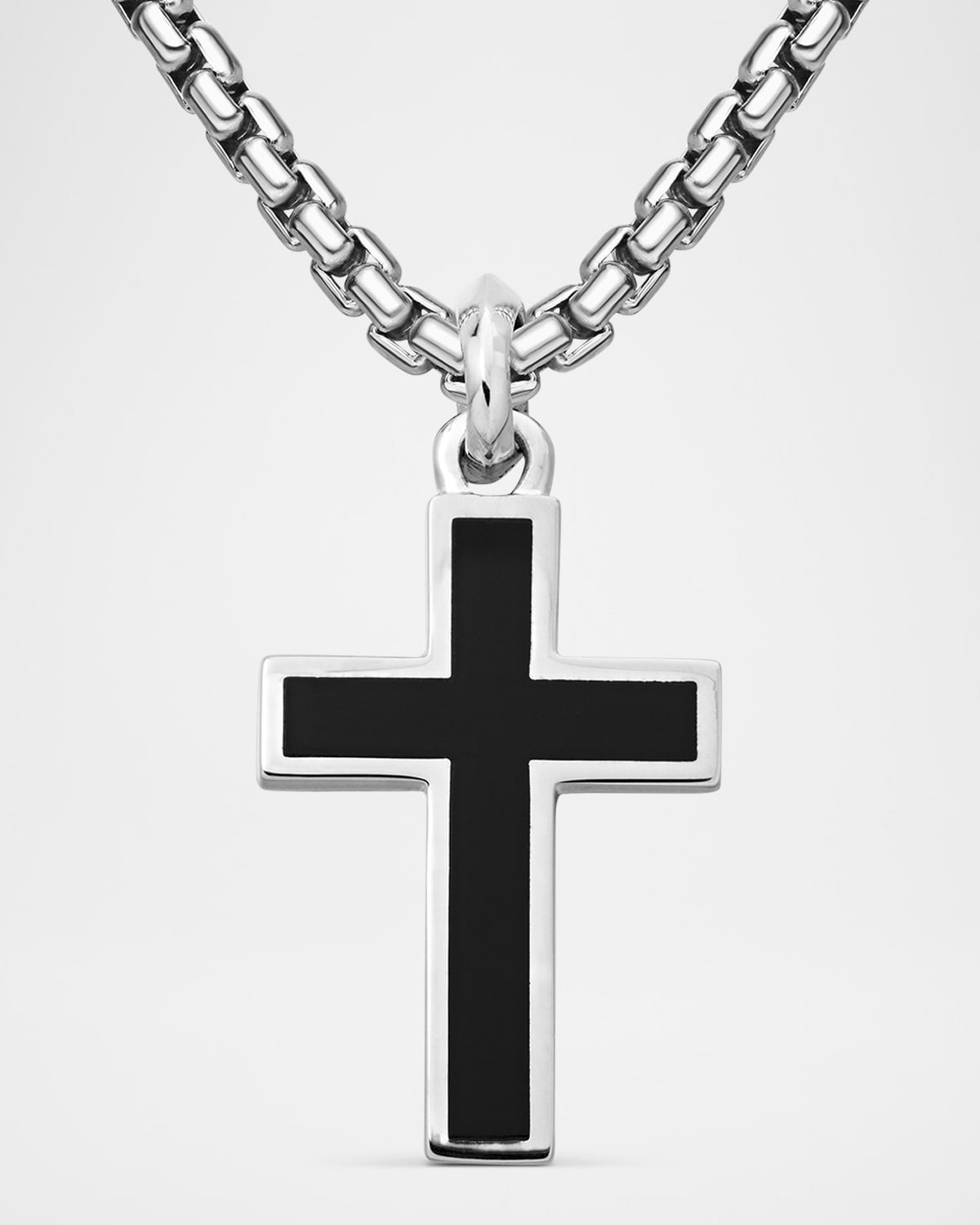 Men's Exotic Stone Cross Pendant with Gemstone in Silver, 26mm - 1