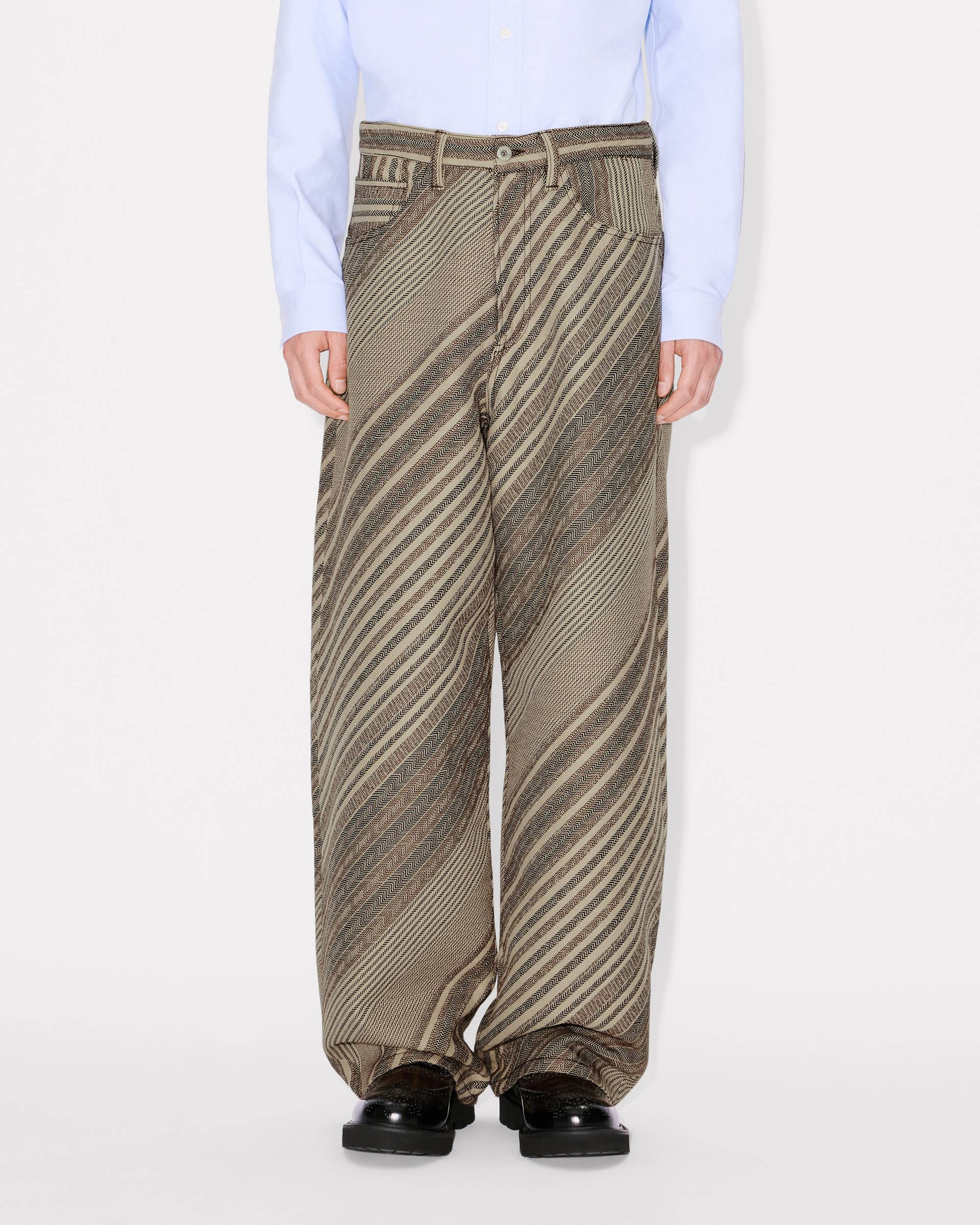 'KENZO Diagonal Stripe' turn up wide fit pants - 4