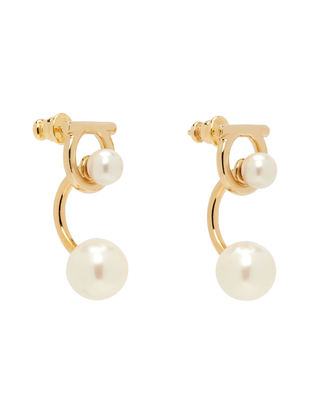 Gold Gancini Faux-Pearl Earrings - 2