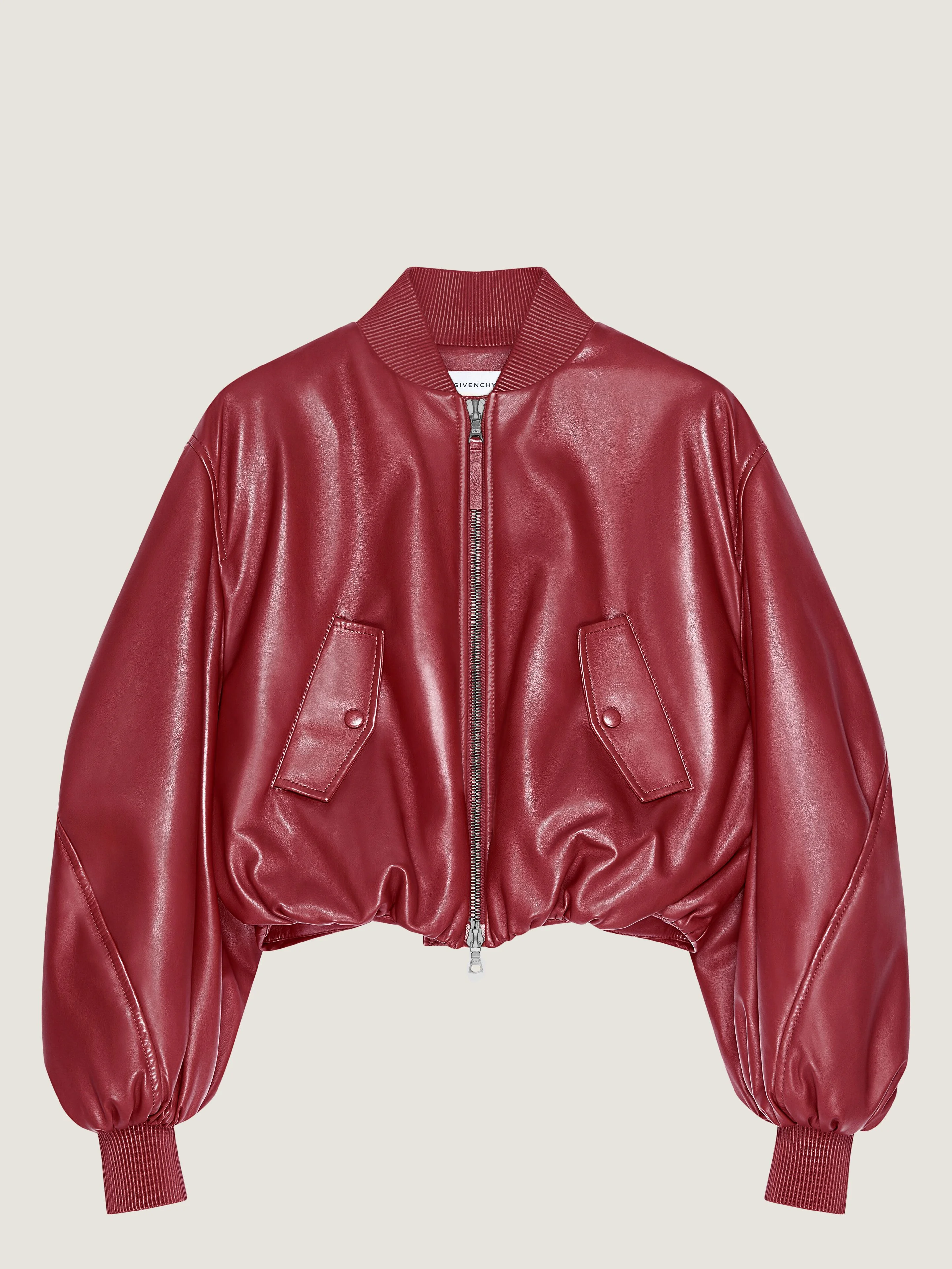 CROPPED COCOON BOMBER IN NAPPA LEATHER - 1