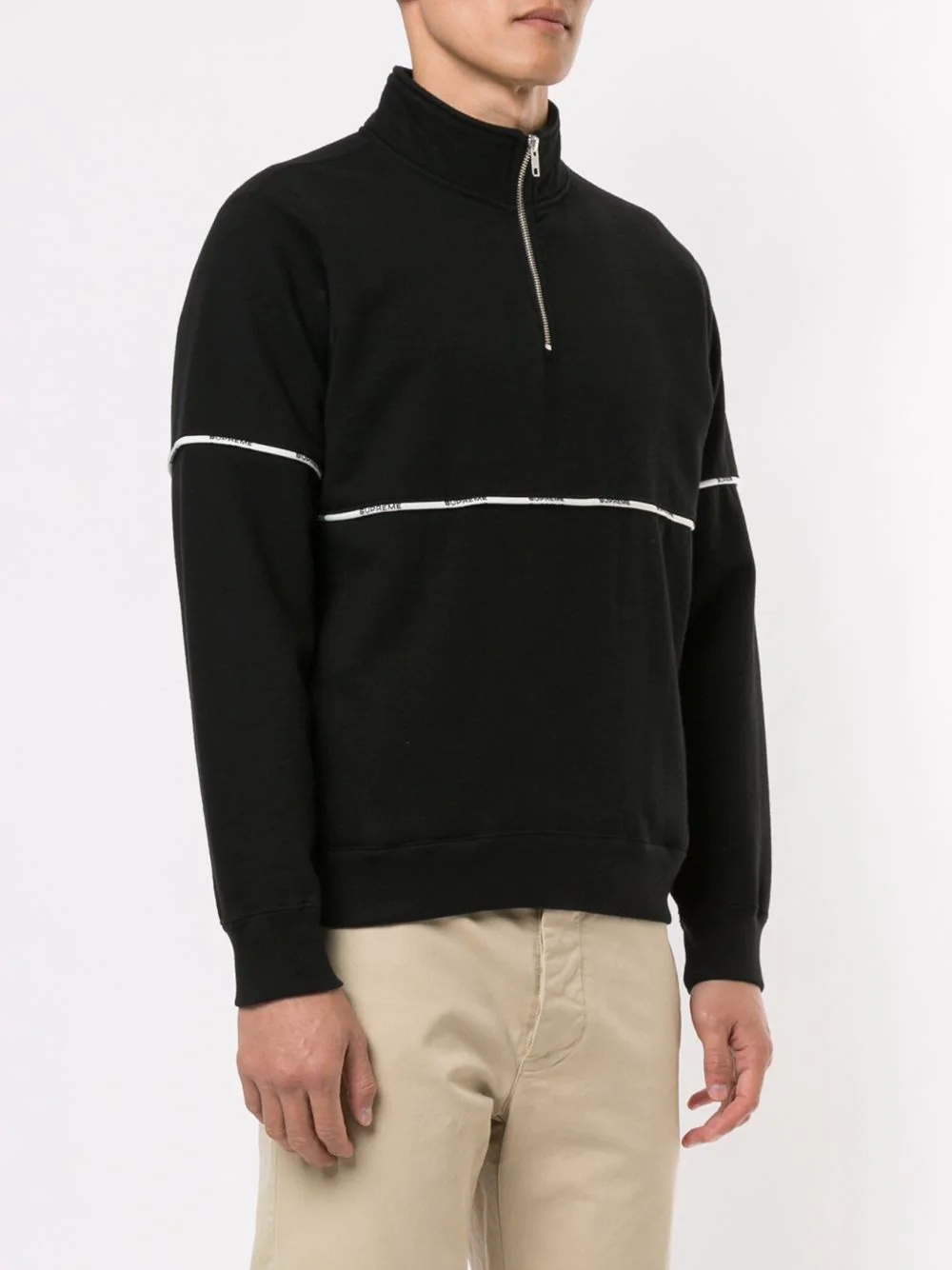 logo piping zipped sweatshirt - 3