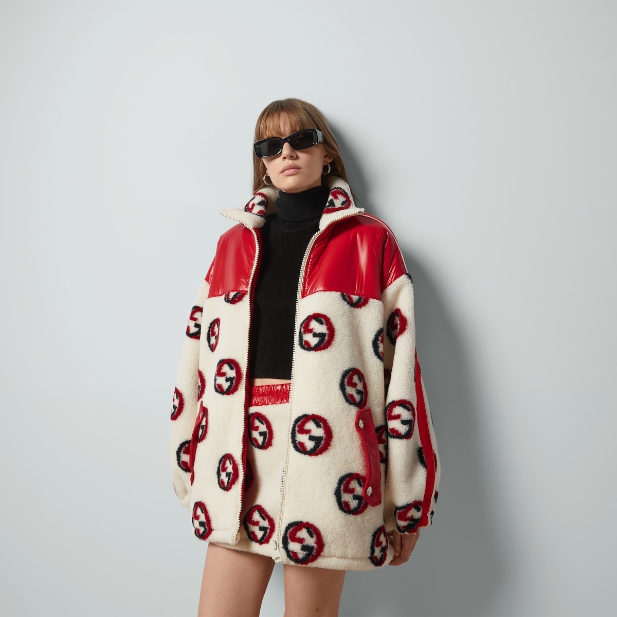 GG wool fleece jacquard zip jacket - 5