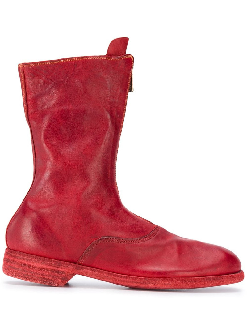 front-zip leather boots 1
