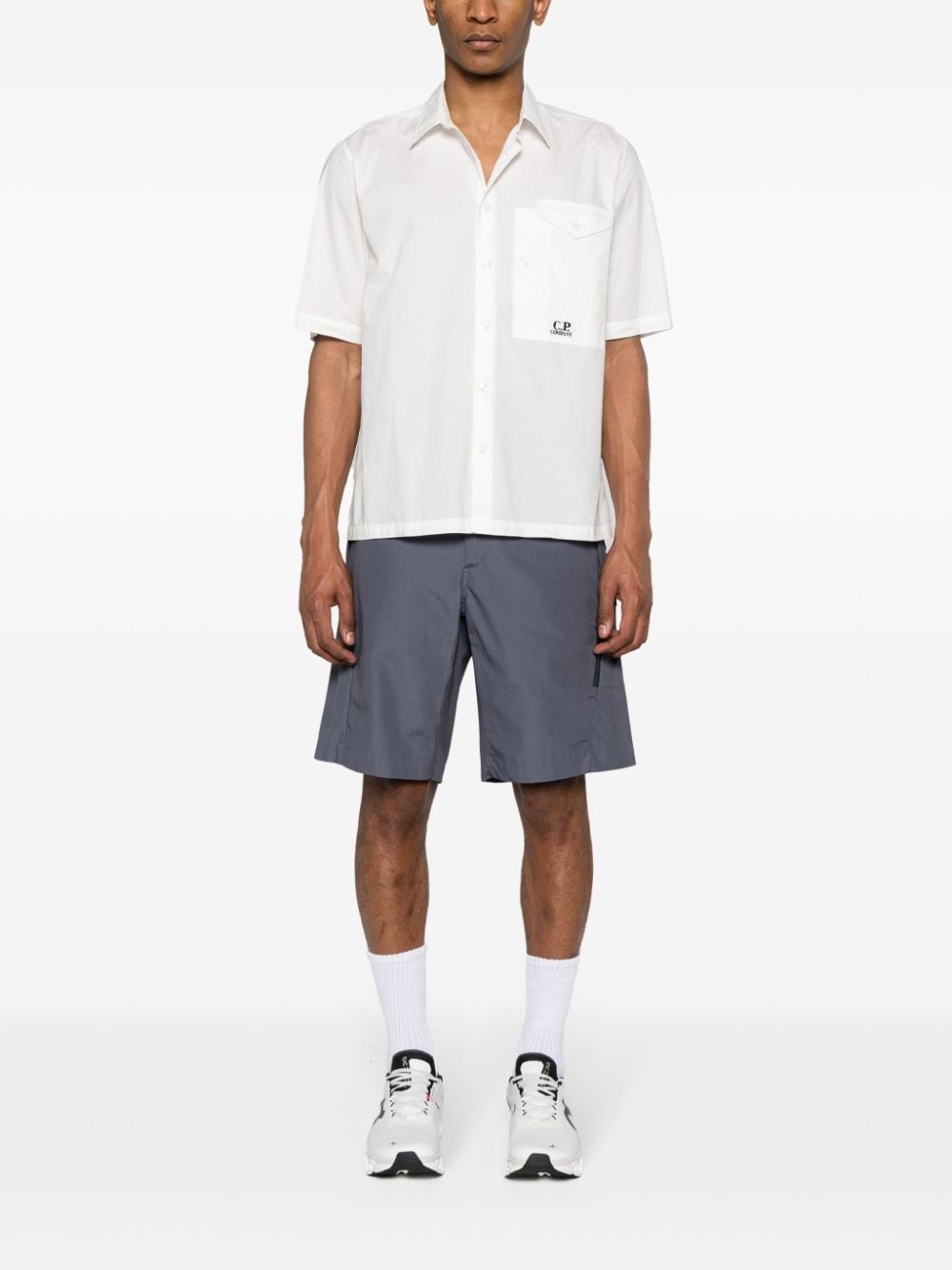 logo-embroidered cotton shirt - 2