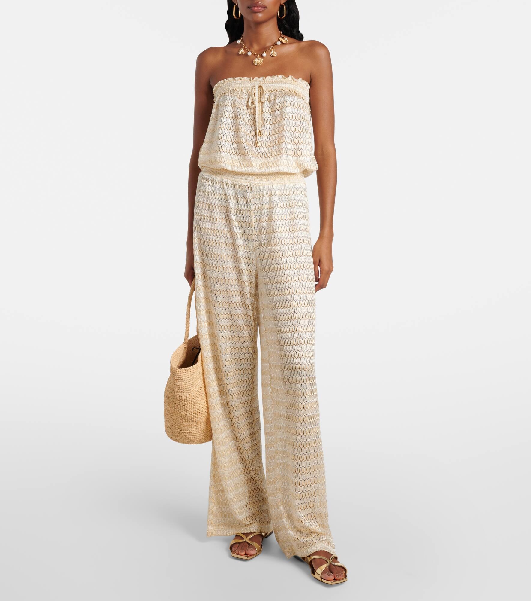 Viv knitted strapless lamé jumpsuit - 2