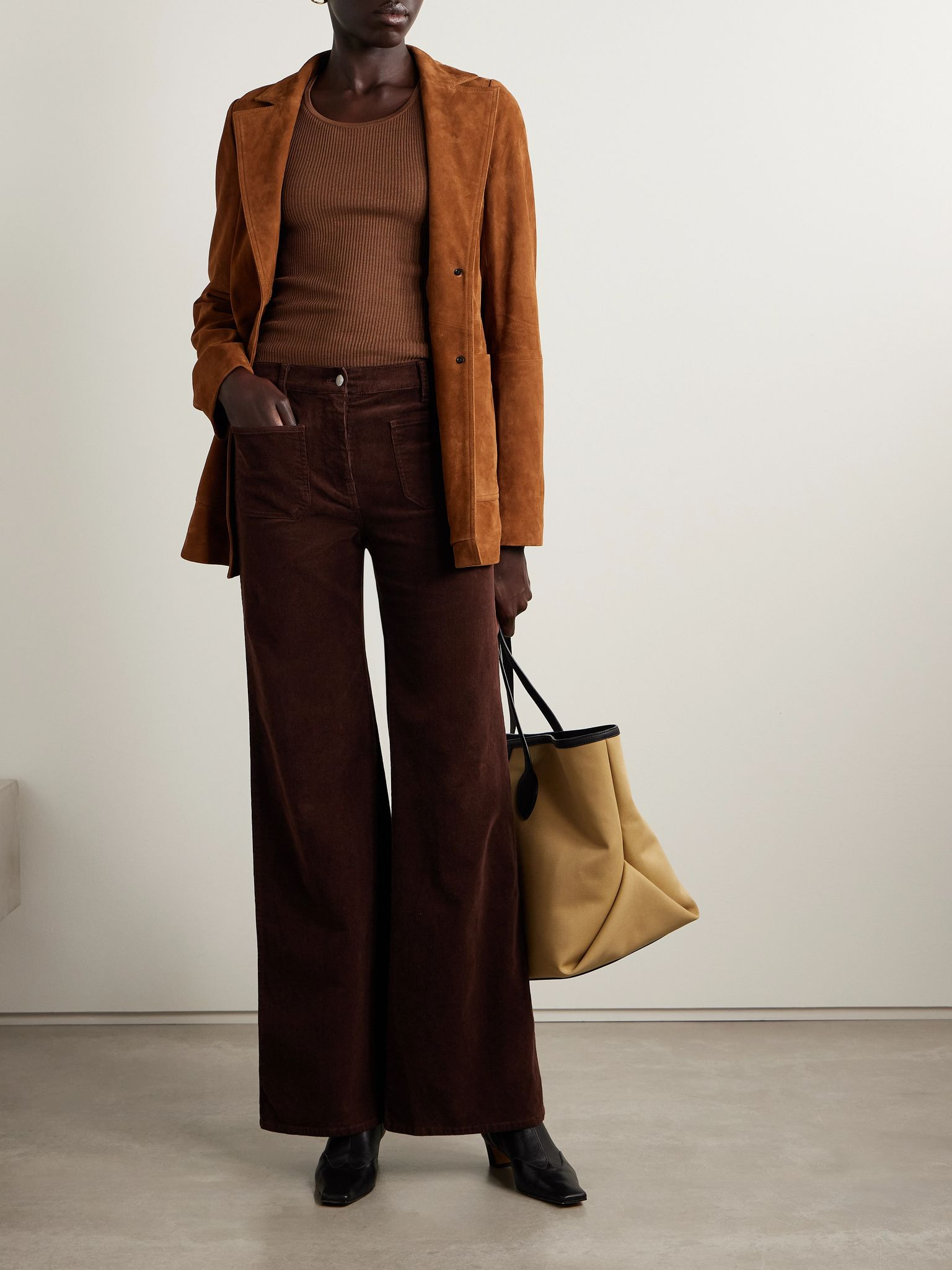 Florence cotton-blend corduroy flared pants Burgundy - 2