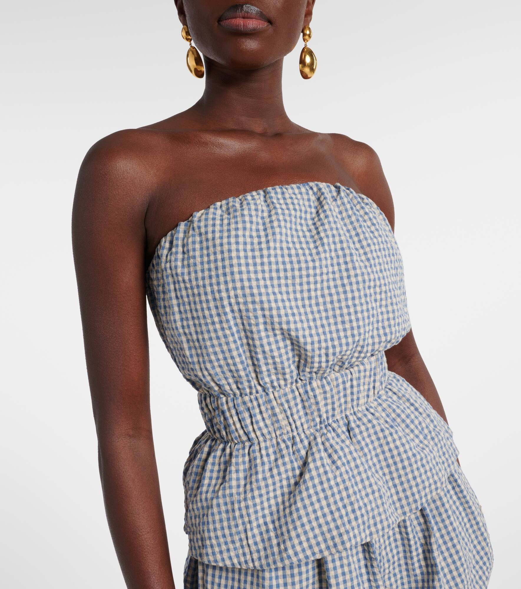 Aurelia gingham strapless cotton top - 4