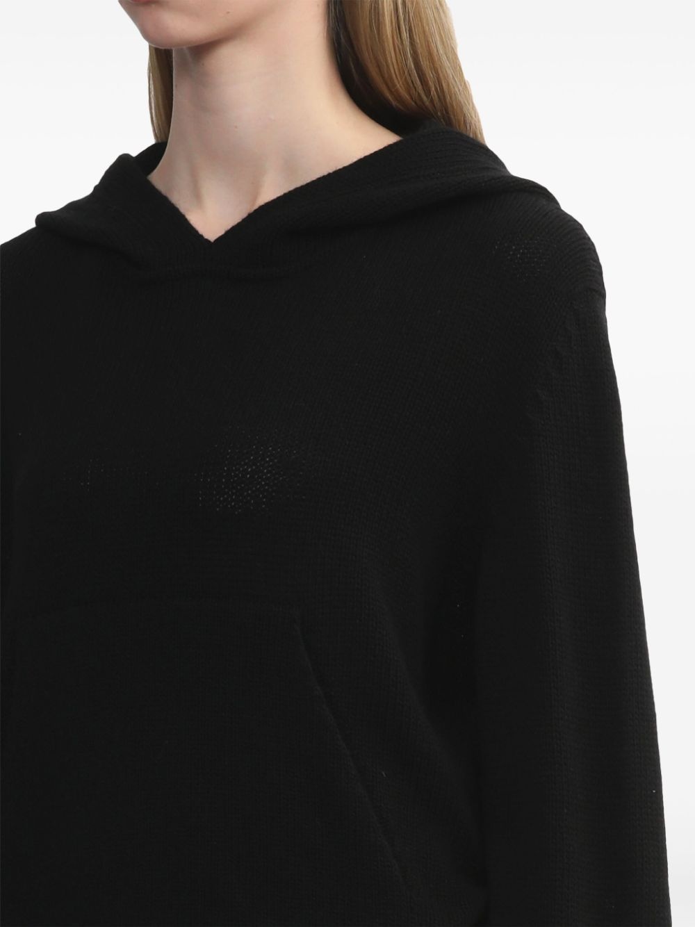 curved logo knitted hoodie - 5