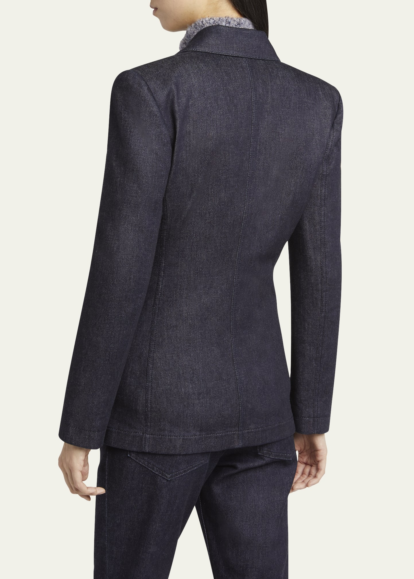 Cotton-Cashmere Denim Double-Breasted Blazer - 3