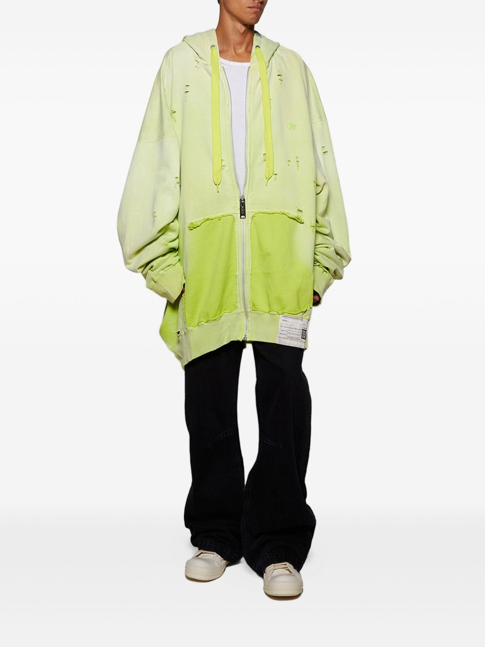 distressed zip-up hoodie - 2