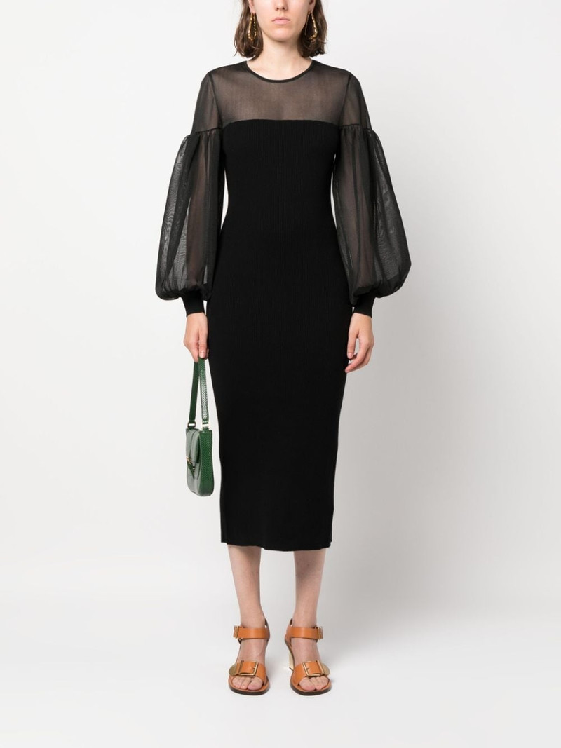 ULLA JOHNSON puff-sleeve tulle midi dress outlook