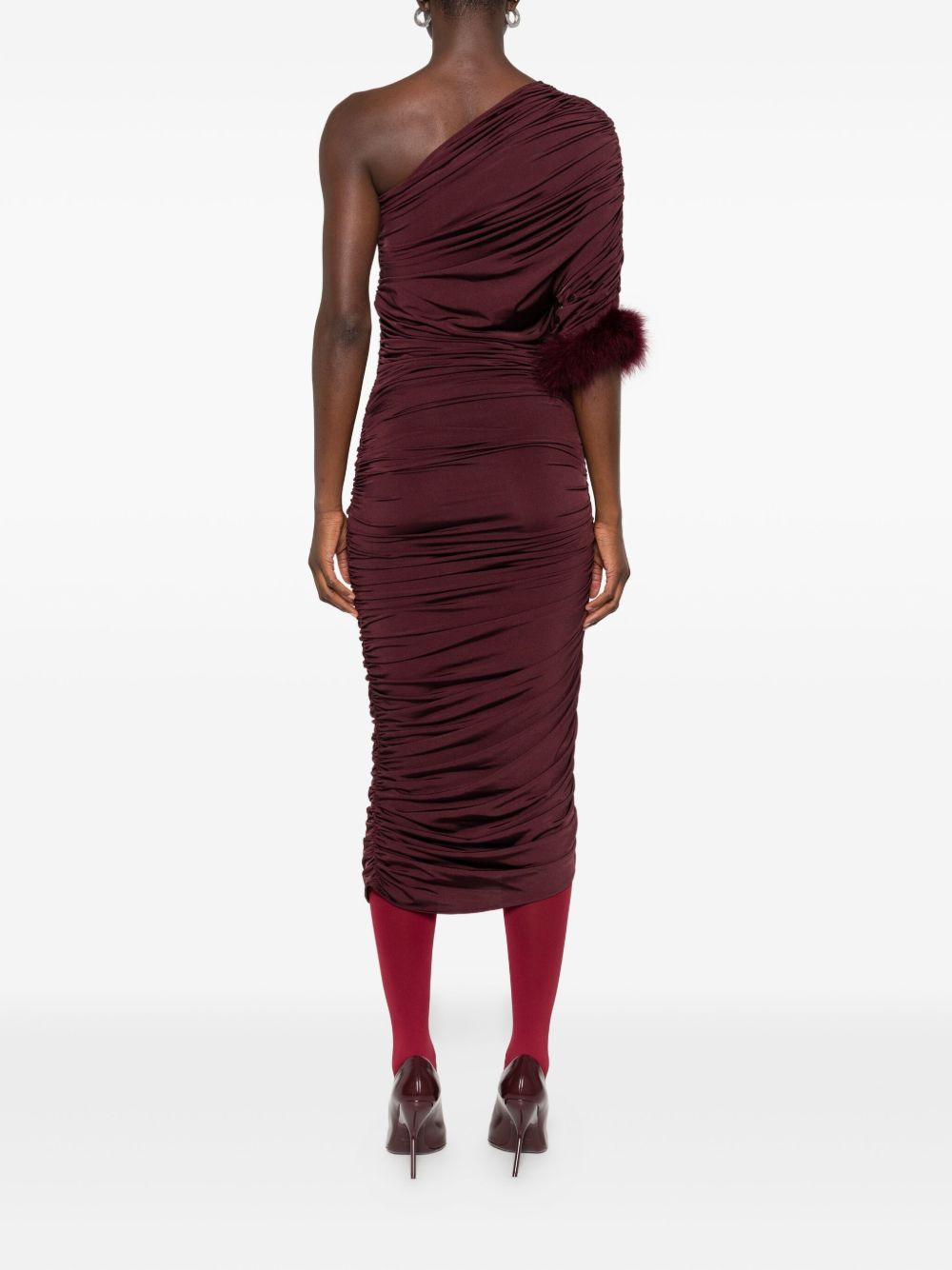 feather-trimmed one-shoulder dress - 4