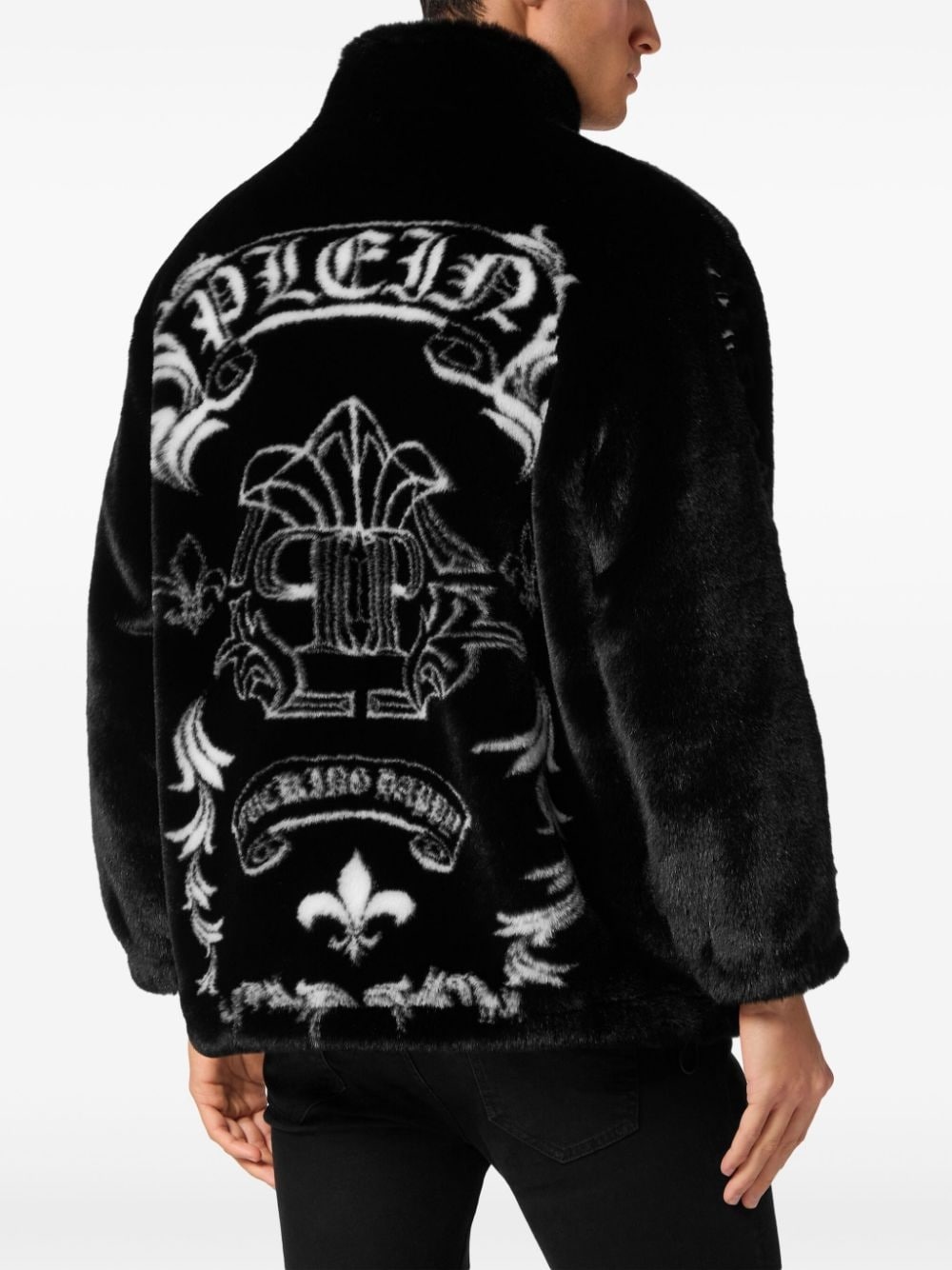 faux-fur logo-embroidered jacket - 3