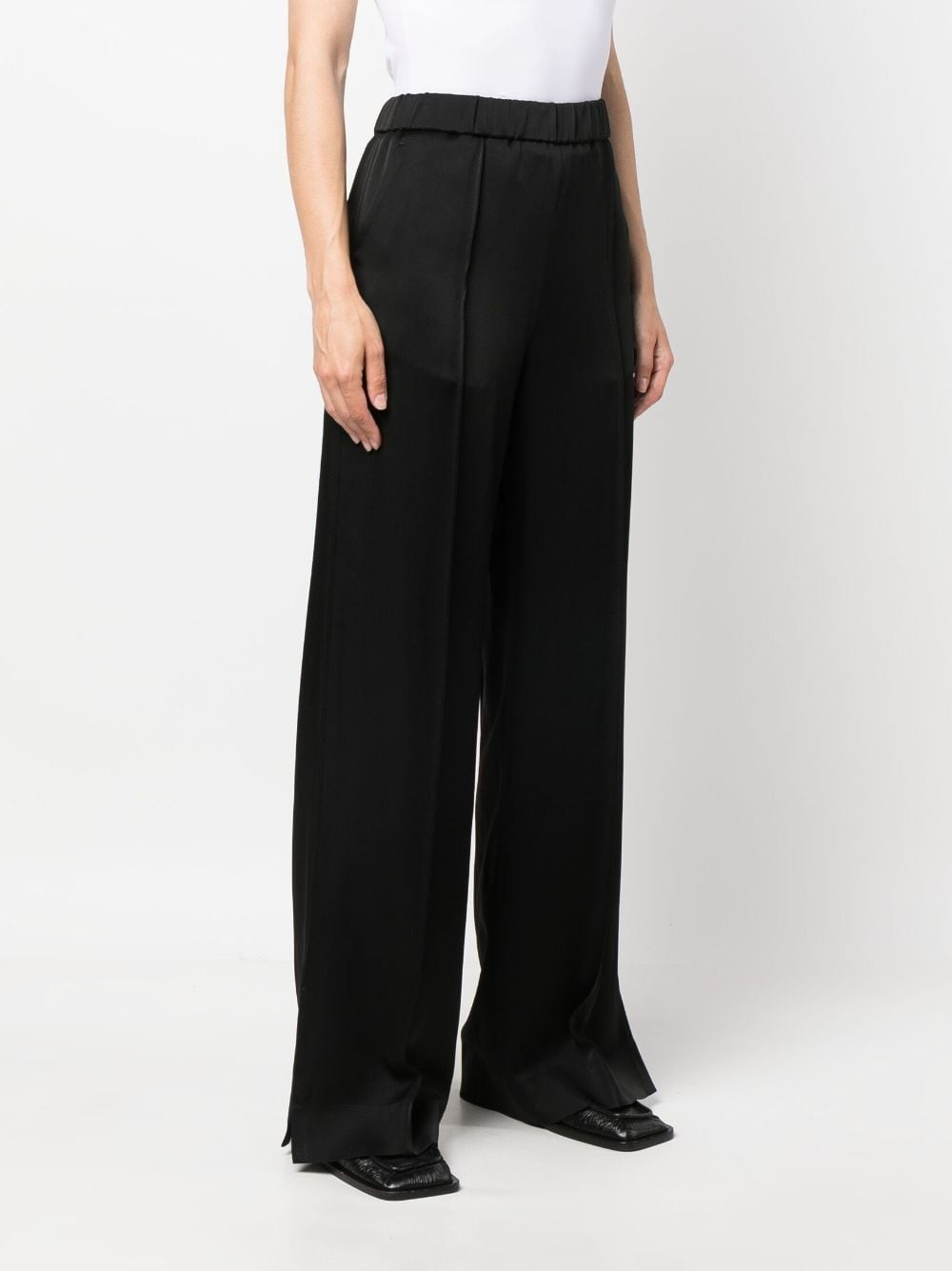 satin-finish wide-leg trousers - 3