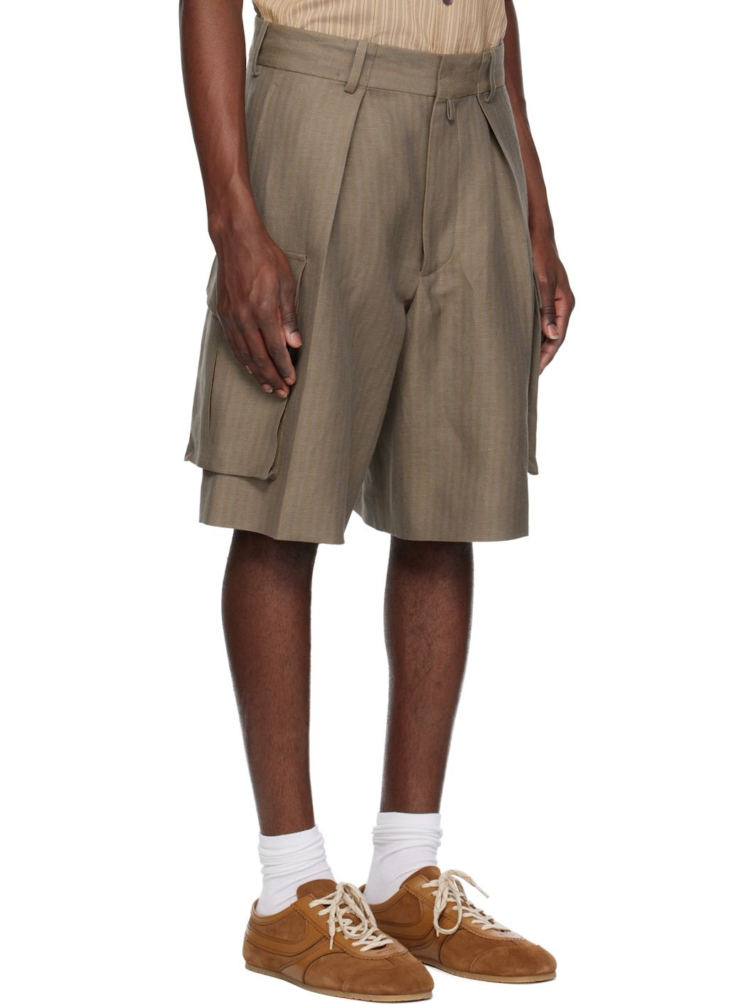 Brown Pleated Shorts - 2