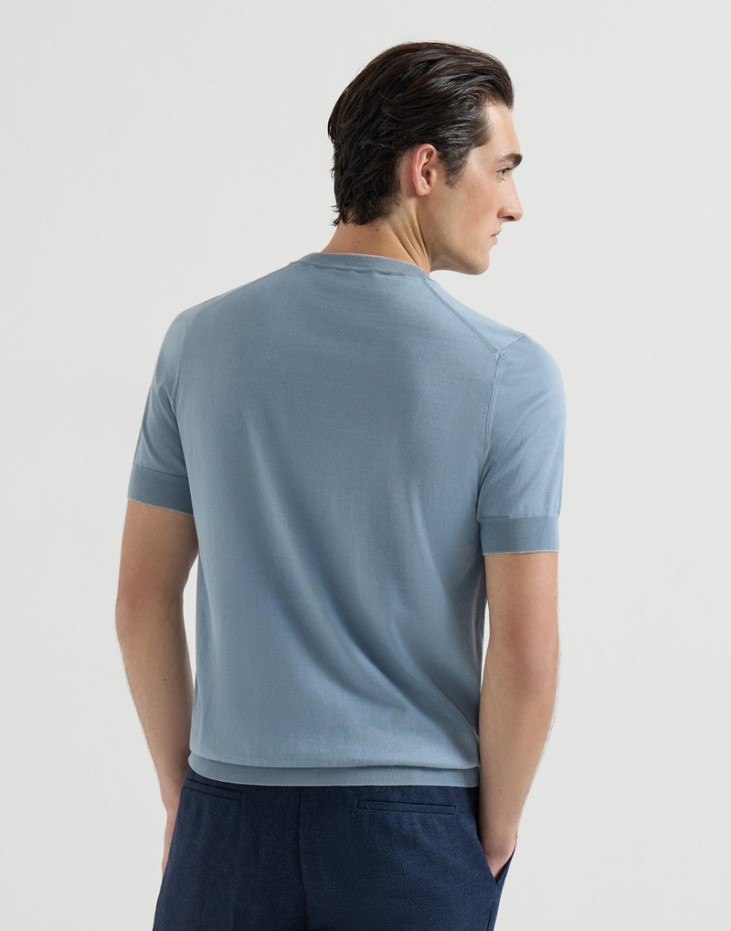 Cotton lightweight knit T-shirt with contrast details 3