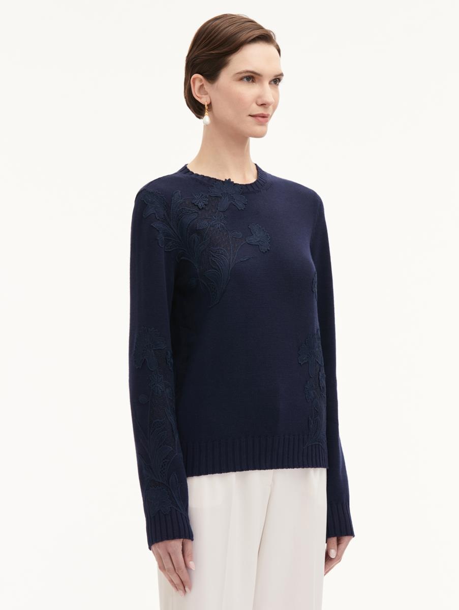 FLORAL GUIPURE INSET PULLOVER - 4