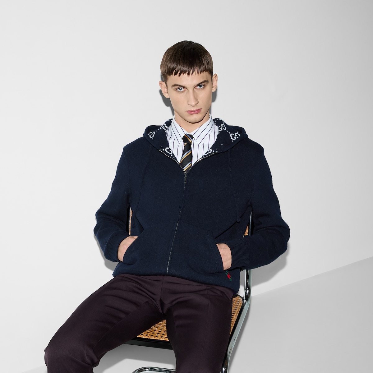 GUCCI Reversible GG wool hooded zip jacket | REVERSIBLE