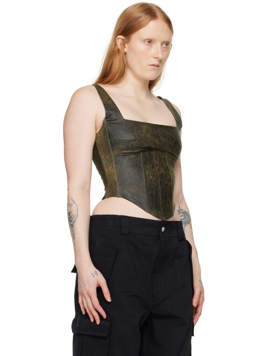 SSENSE Exclusive Brown Faux-Leather Tank Top - 2