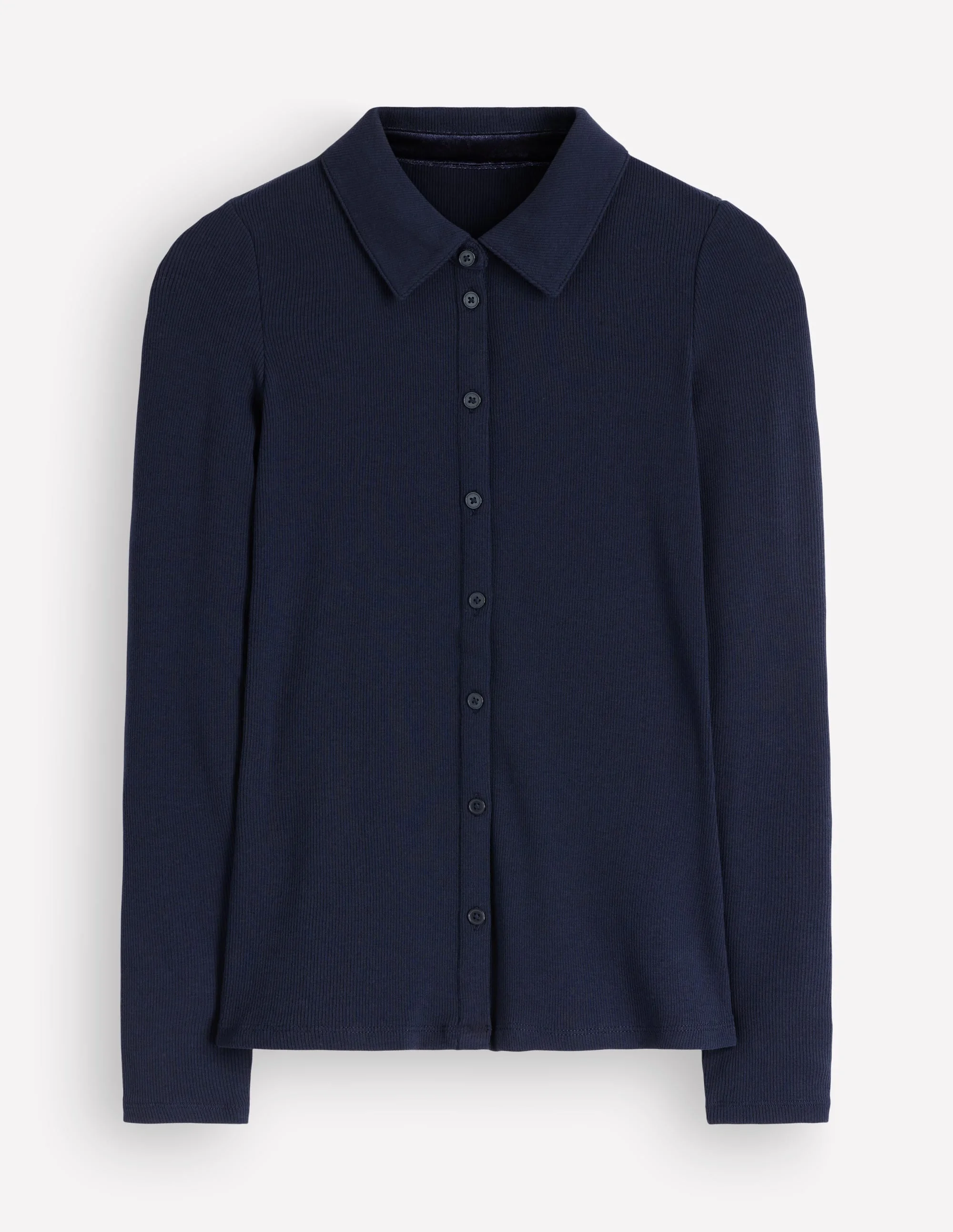 Jersey Velvet Ribbed Shirt-Navy - 1