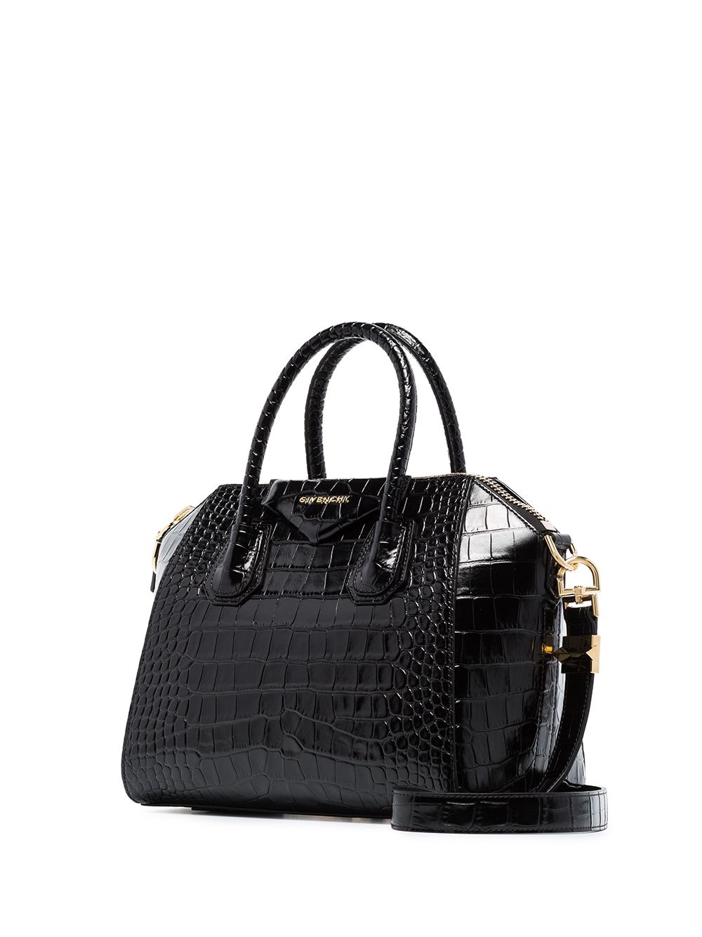 small croc-effect leather tote bag - 4