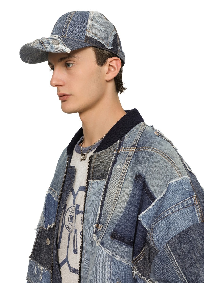 Denim patchwork baseball cap - 2