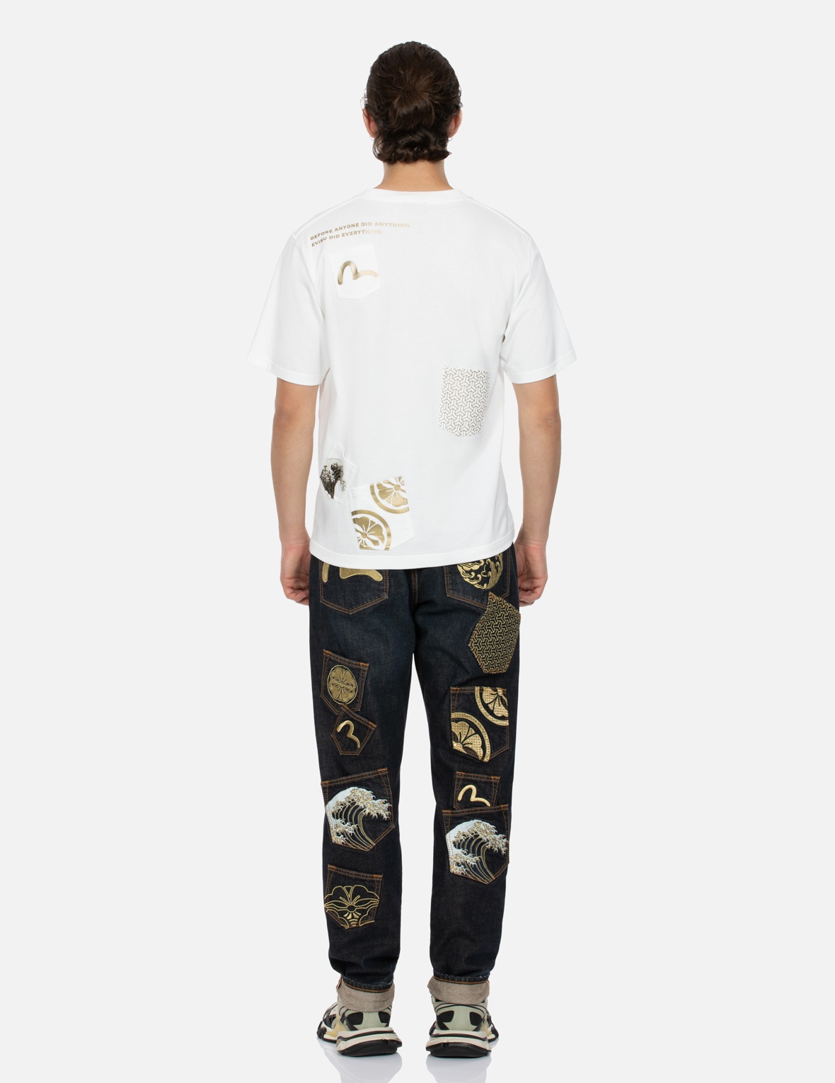 SEAGULL AND KAMON EMBROIDERY MULTI-POCKET CARROT FIT DENIM JEANS #2017 - 8