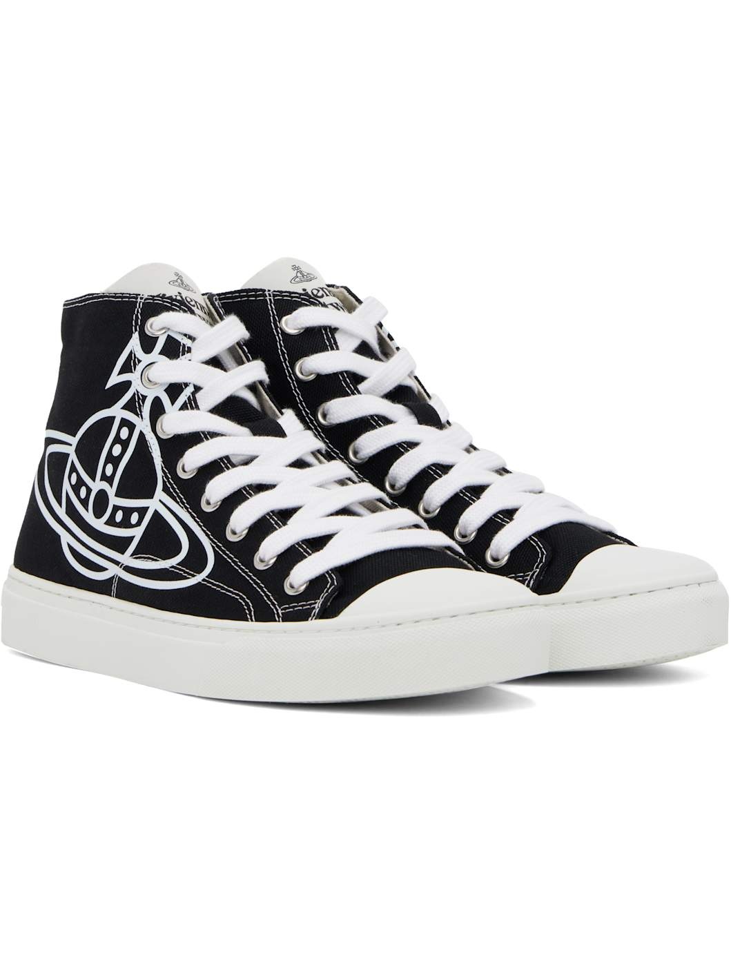 Black High-Top Canvas Plimsoll Sneakers - 4