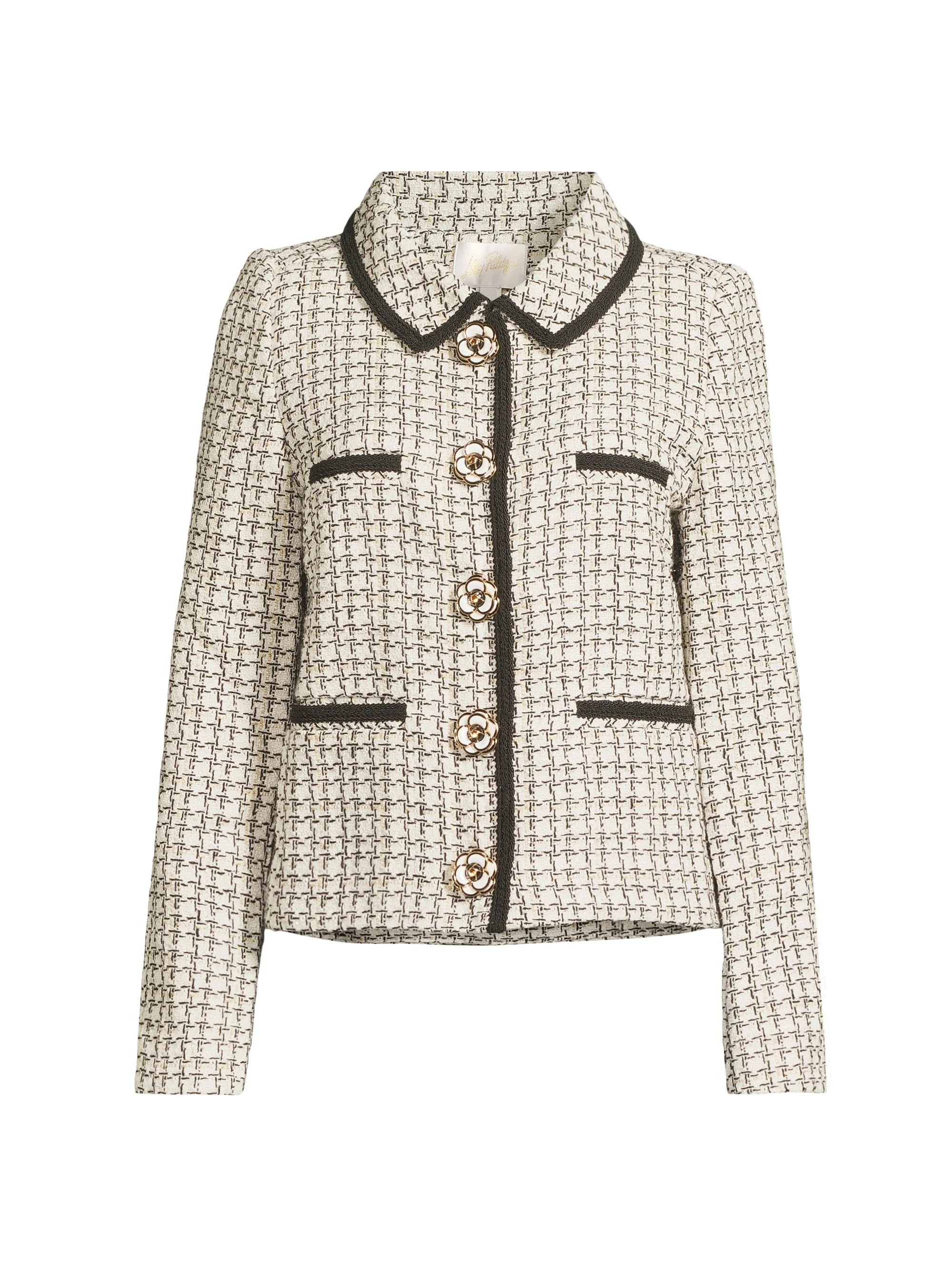 Women's Kalara Houndstooth Bouclé Blazer - Coconut Lurex Houndstooth - 1