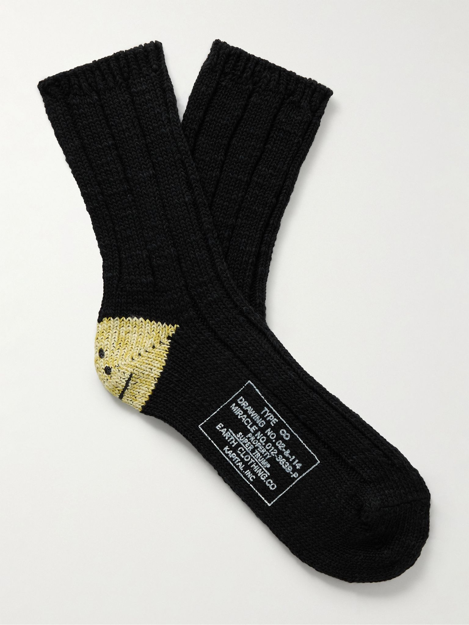 Intarsia-Knit Cotton-Blend Socks Black - 1