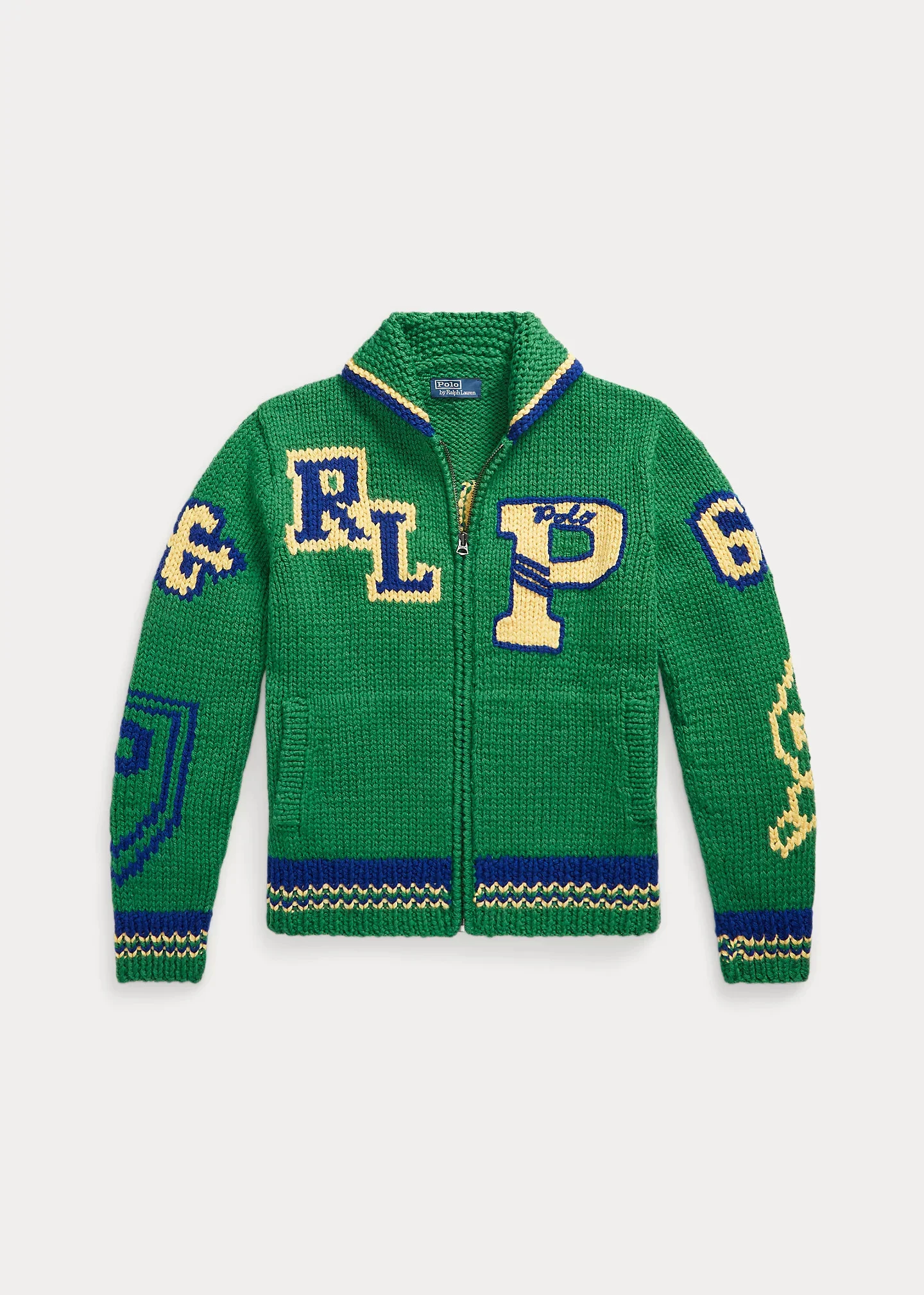 Varsity-Inspired Wool Full-Zip Sweater - 1