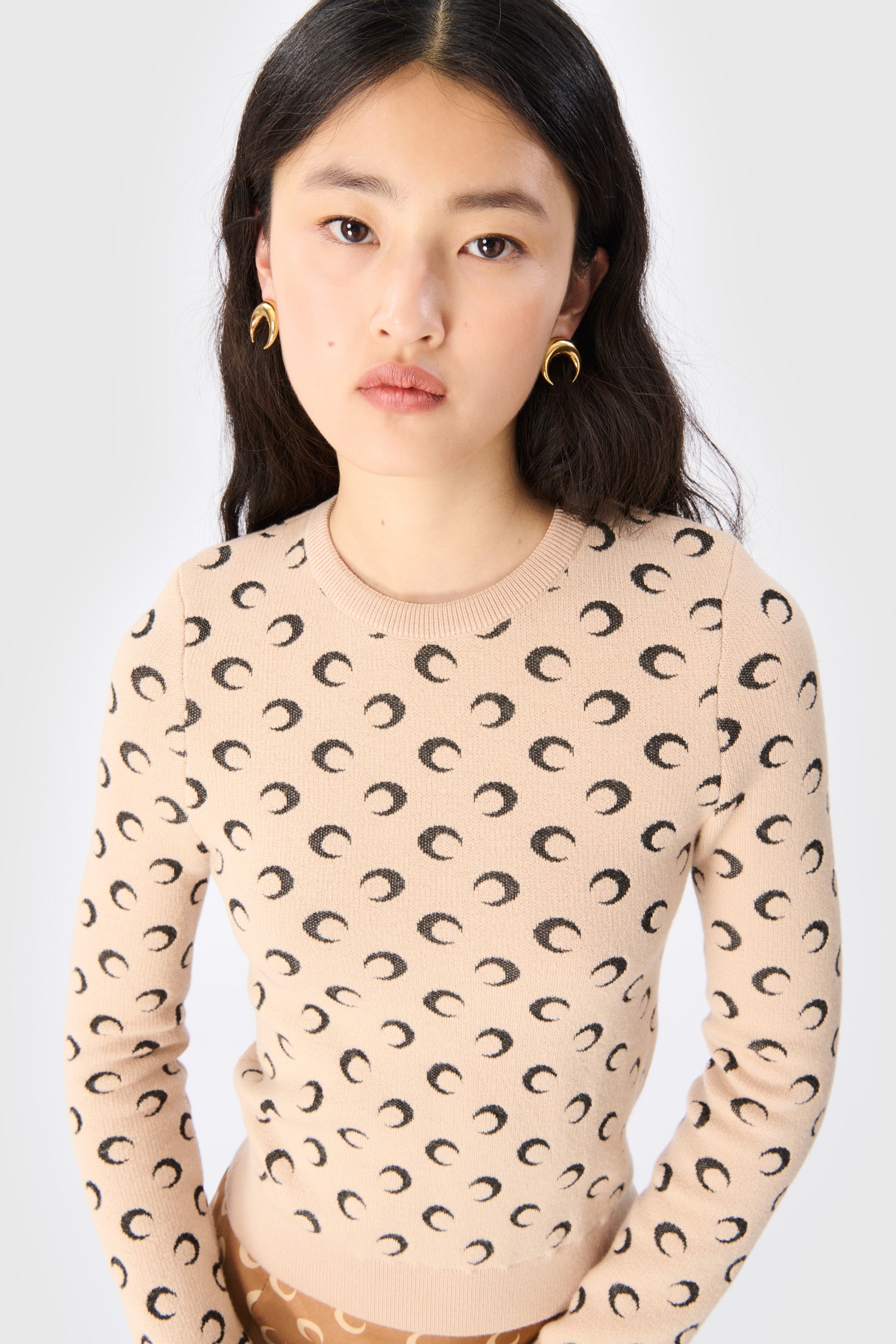 Moon Jacquard Knit Fitted Sweater - 3