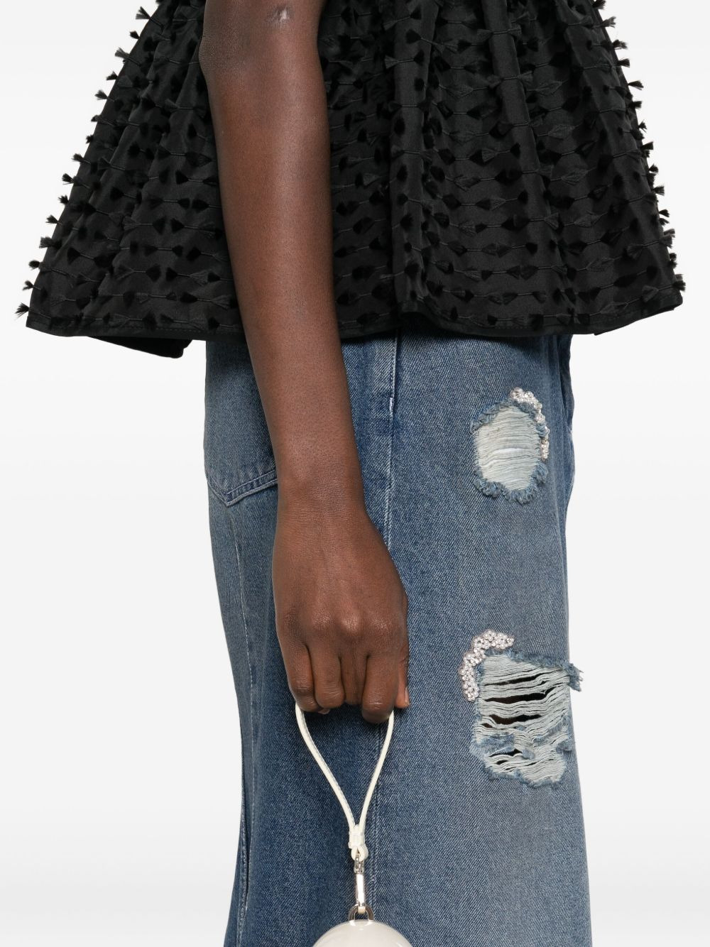 distressed-effect midi skirt - 5
