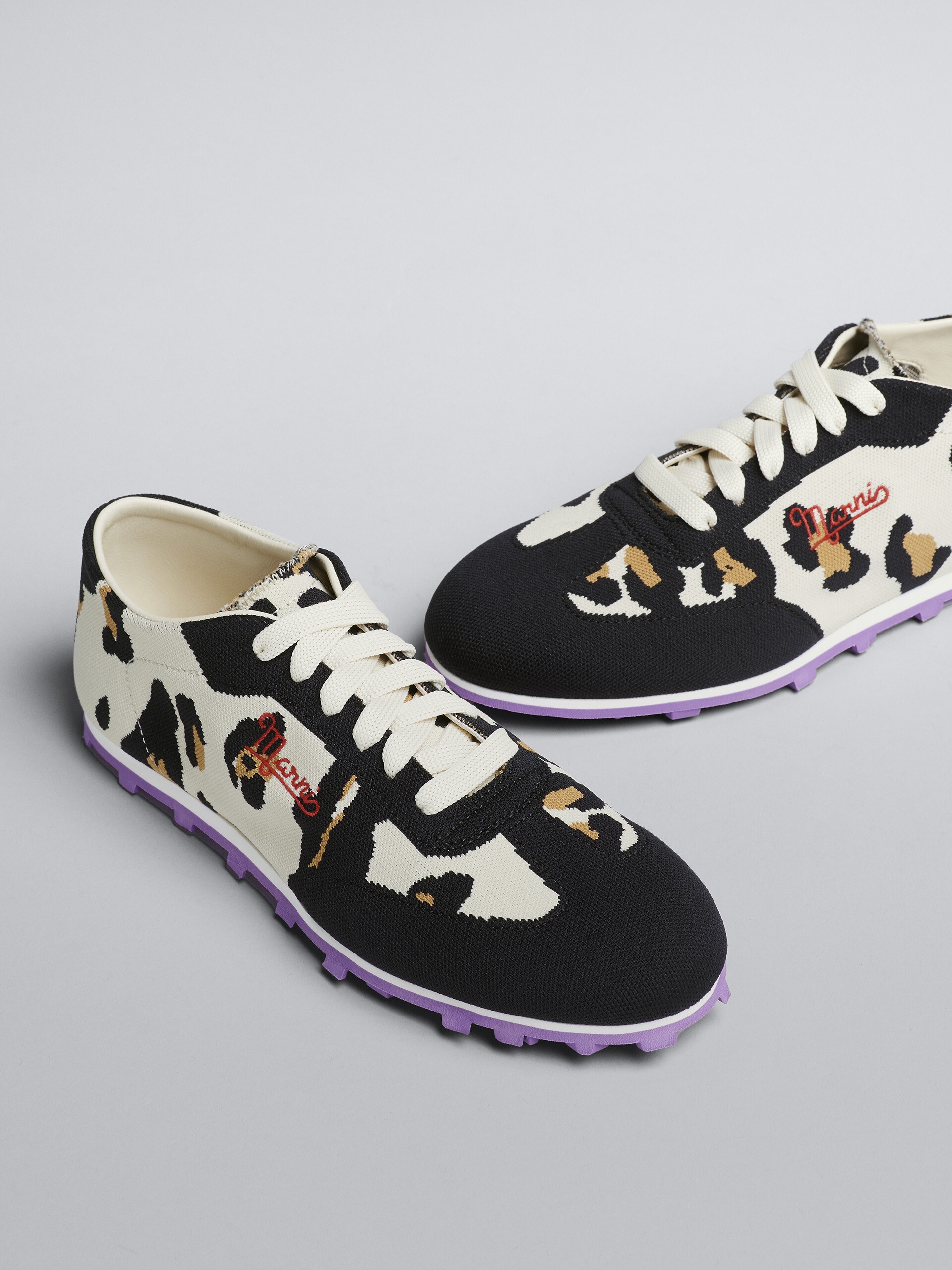 LEOPARD PRINT STRETCH JACQUARD PEBBLE SNEAKER - 5