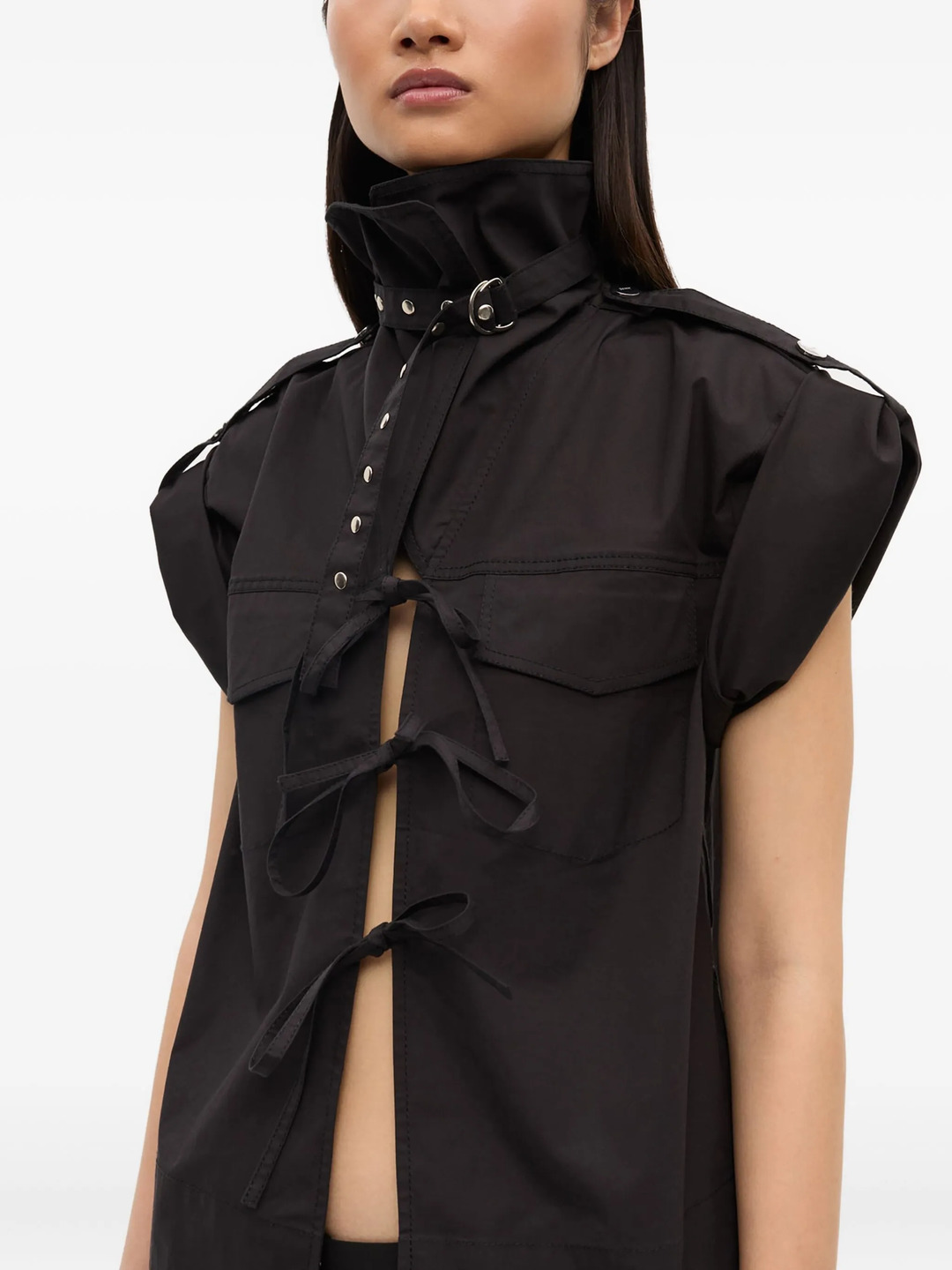 Stretch Cotton Cowl Neck Blouse - 3