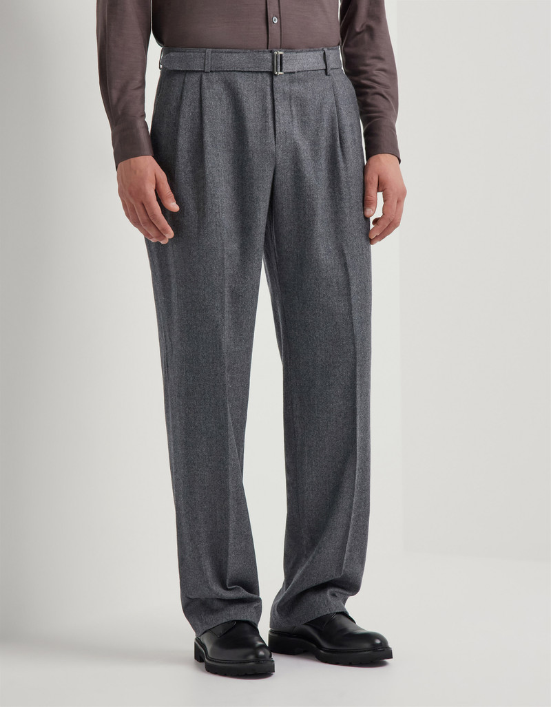 GRAY FLANNEL IMPECCABILE WOOL CHINOS WITH TWO DARTS 3