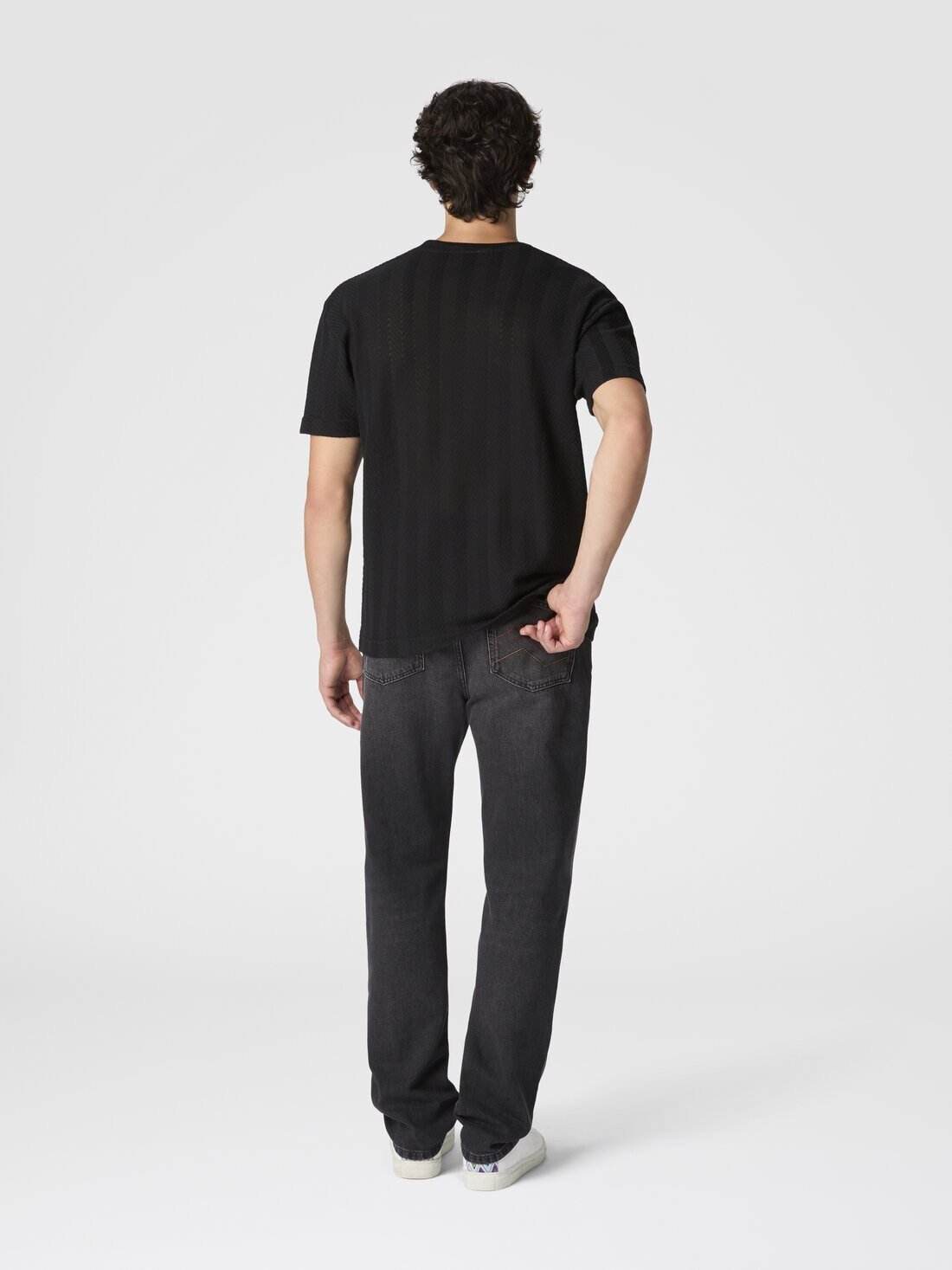 Crew Neck T-Shirt in Cotton-Viscose Raschel - 3