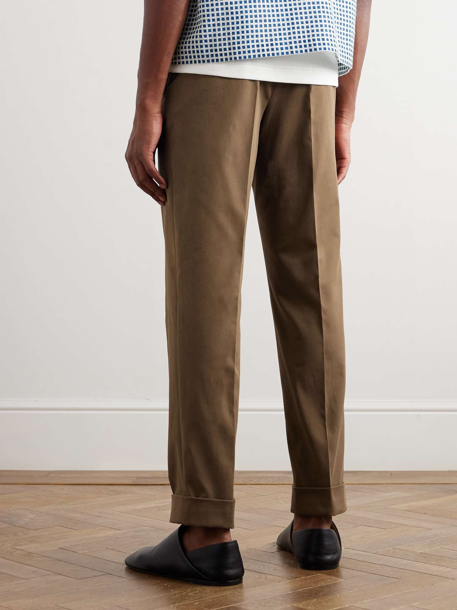 Straight-Leg Stretch-Cotton Twill Trousers - 4