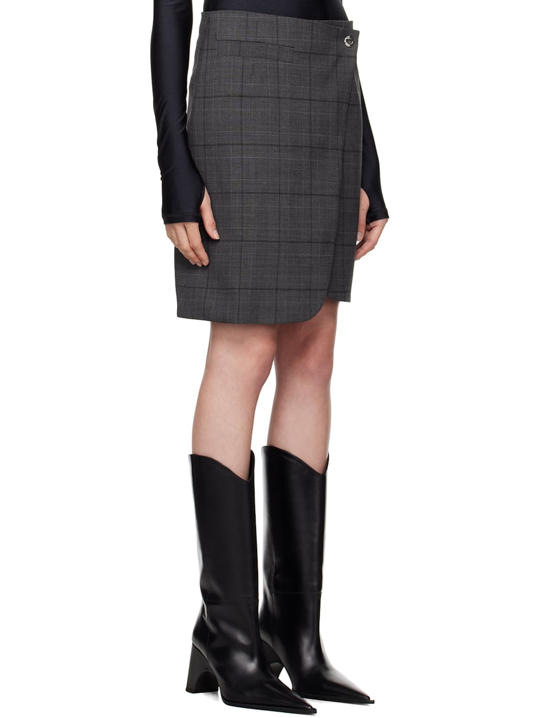 Gray Wrap Miniskirt - 2