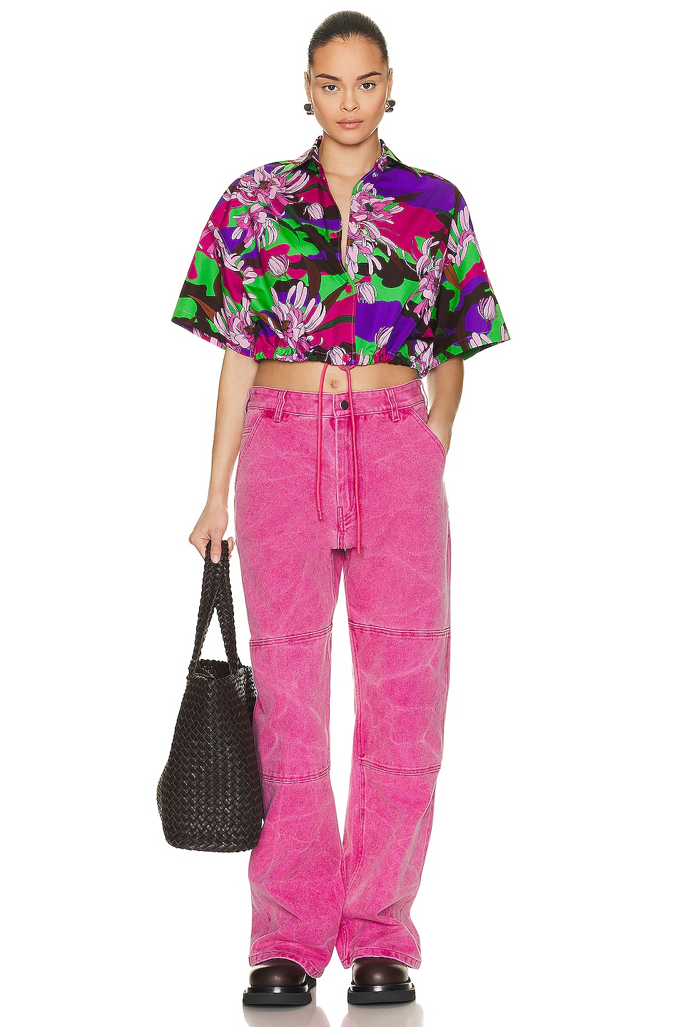 Floral Cropped Short Sleeve Shirt - 4