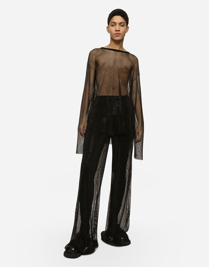 Wide-leg mesh pants with crystals 6