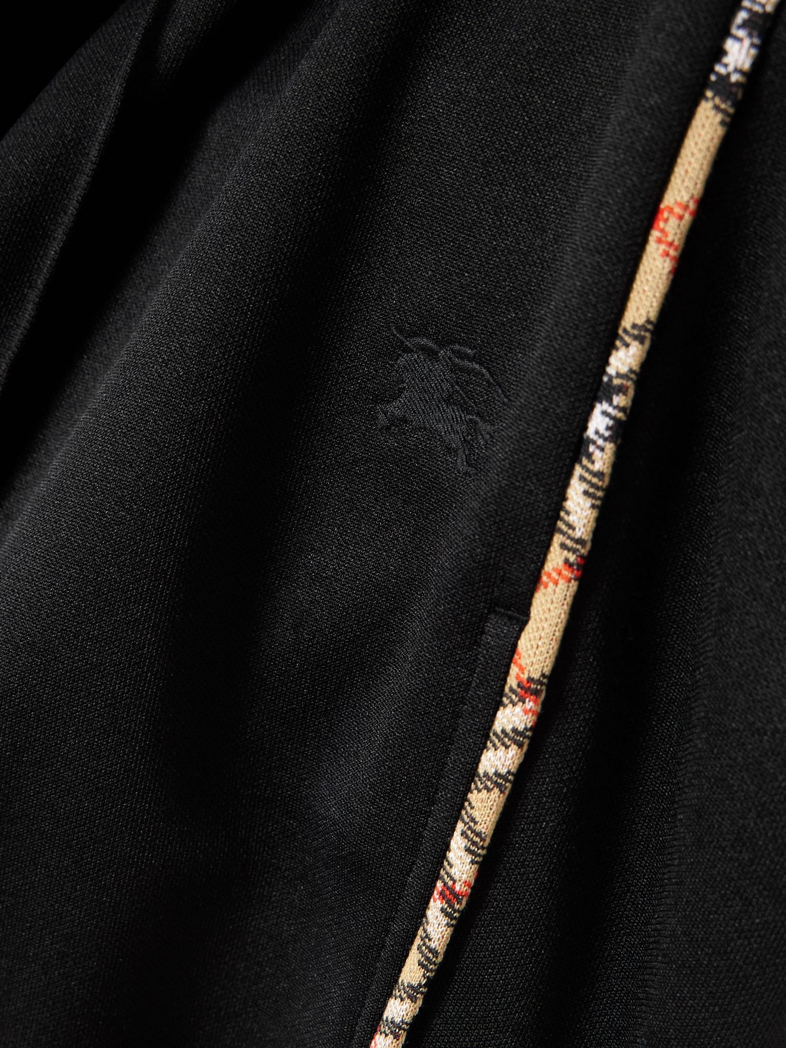 Checked piqué-trimmed jersey flared track pants Black - 5