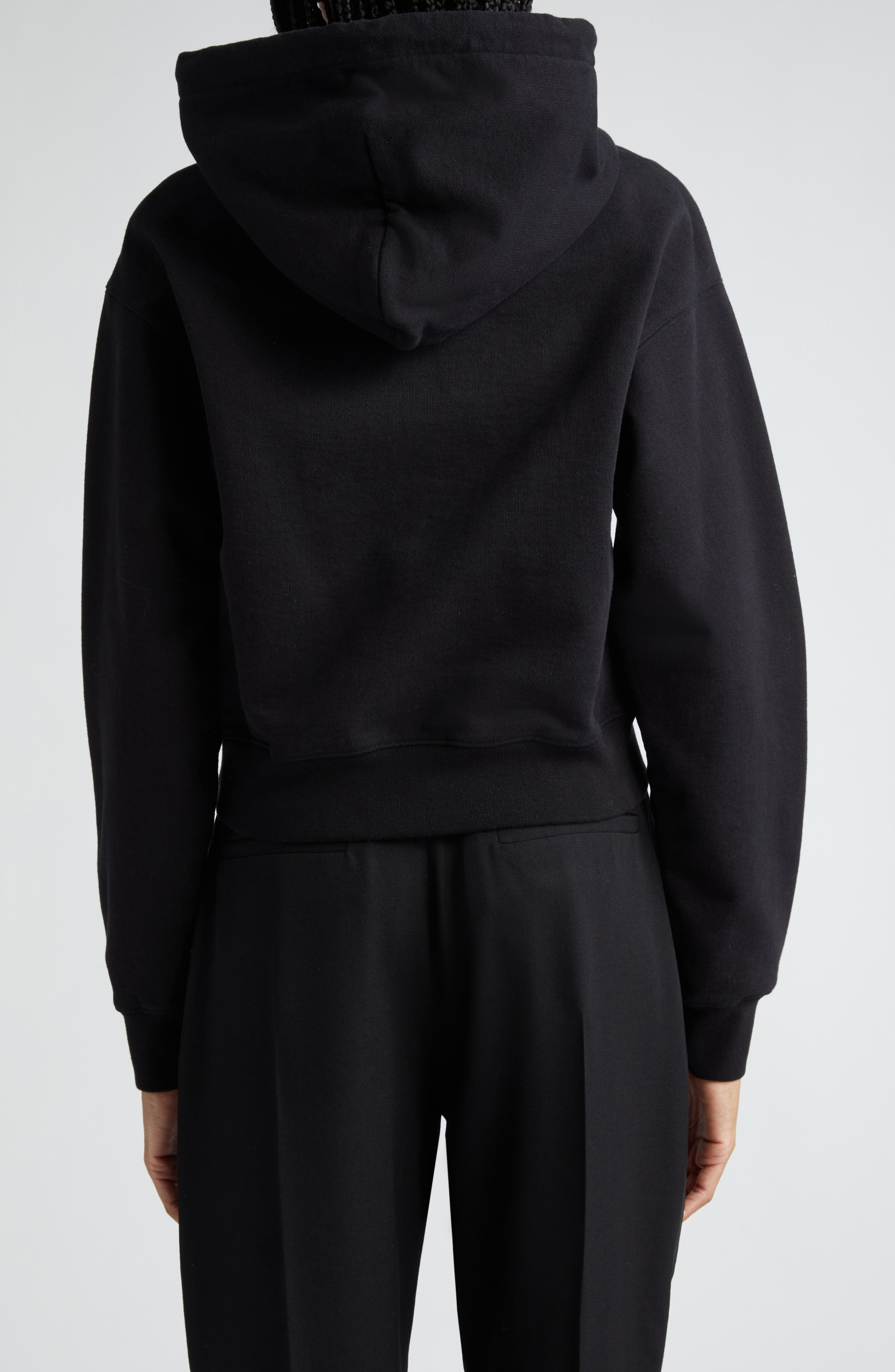 Le Grosgrain Logo Cotton Fleece Crop Hoodie - 2